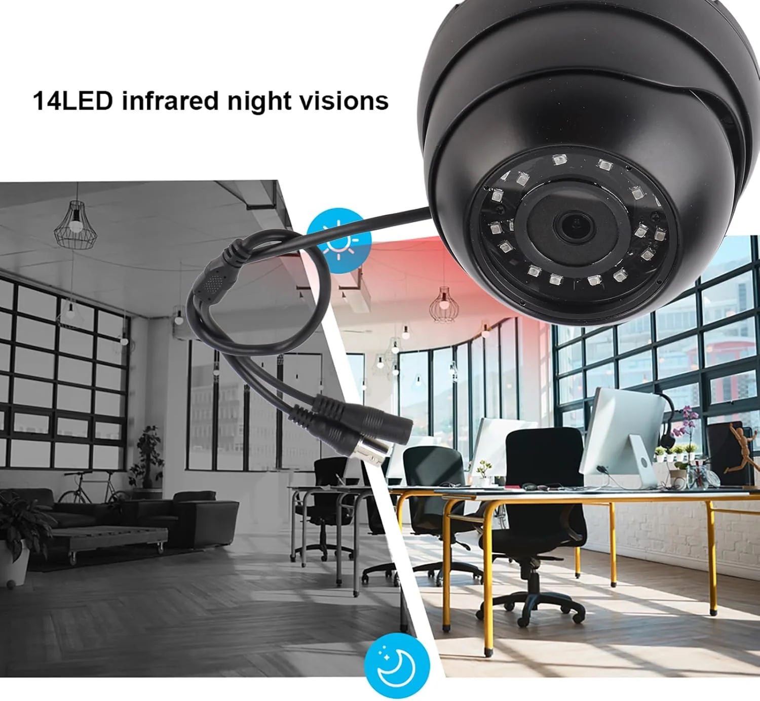 دوربین مداربسته دام 1080P با زاویه دید گسترده 120 درجه، 14 LED دید در شب، 360 درجه قابل تنظیم با صدا برای اتوبوس، کامیون، کابین (مشکی) دوربین مداربسته دام 1080P با زاویه دید گسترده 120 درجه، 14 LED دید در شب، 360 درجه قابل تنظیم با صدا برای اتوبوس، کامیون، کابین (مشکی)