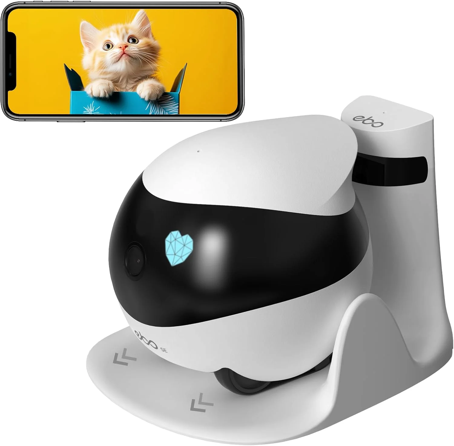 دوربین نظارتی بی سیم داخلی Enabot، دوربین حیوانات خانگی 1080P، دوربین گنبدی متحرک خودشارژ، IP WLAN با صدای دو طرفه، دید در شب IR، کروز خودکار، دسترسی از راه دور، اسلات کارت SD