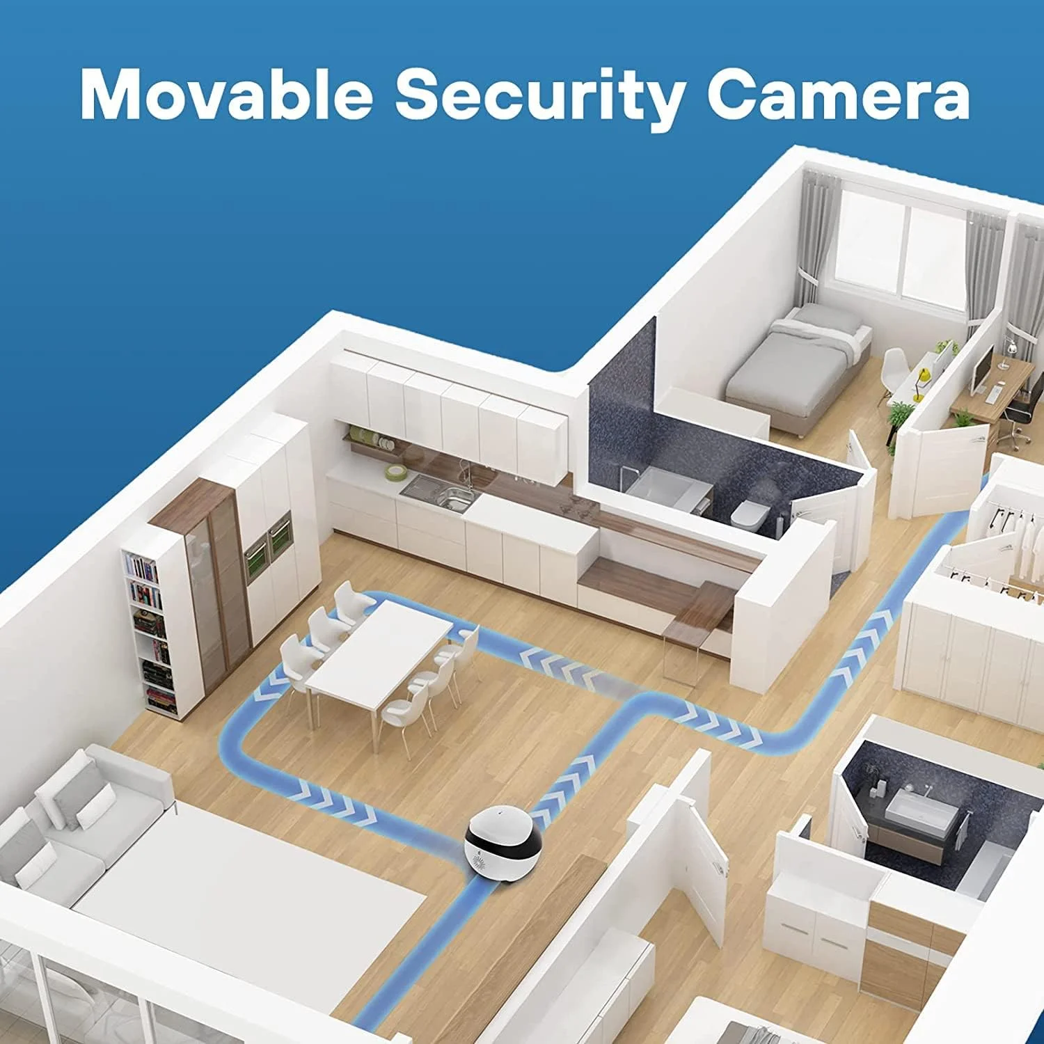 دوربین نظارتی بی سیم داخلی Enabot، دوربین حیوانات خانگی 1080P، دوربین گنبدی متحرک خودشارژ، IP WLAN با صدای دو طرفه، دید در شب IR، کروز خودکار، دسترسی از راه دور، اسلات کارت SD