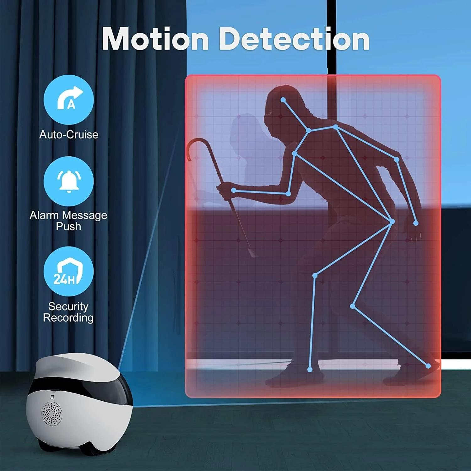 دوربین نظارتی بی سیم داخلی Enabot، دوربین حیوانات خانگی 1080P، دوربین گنبدی متحرک خودشارژ، IP WLAN با صدای دو طرفه، دید در شب IR، کروز خودکار، دسترسی از راه دور، اسلات کارت SD