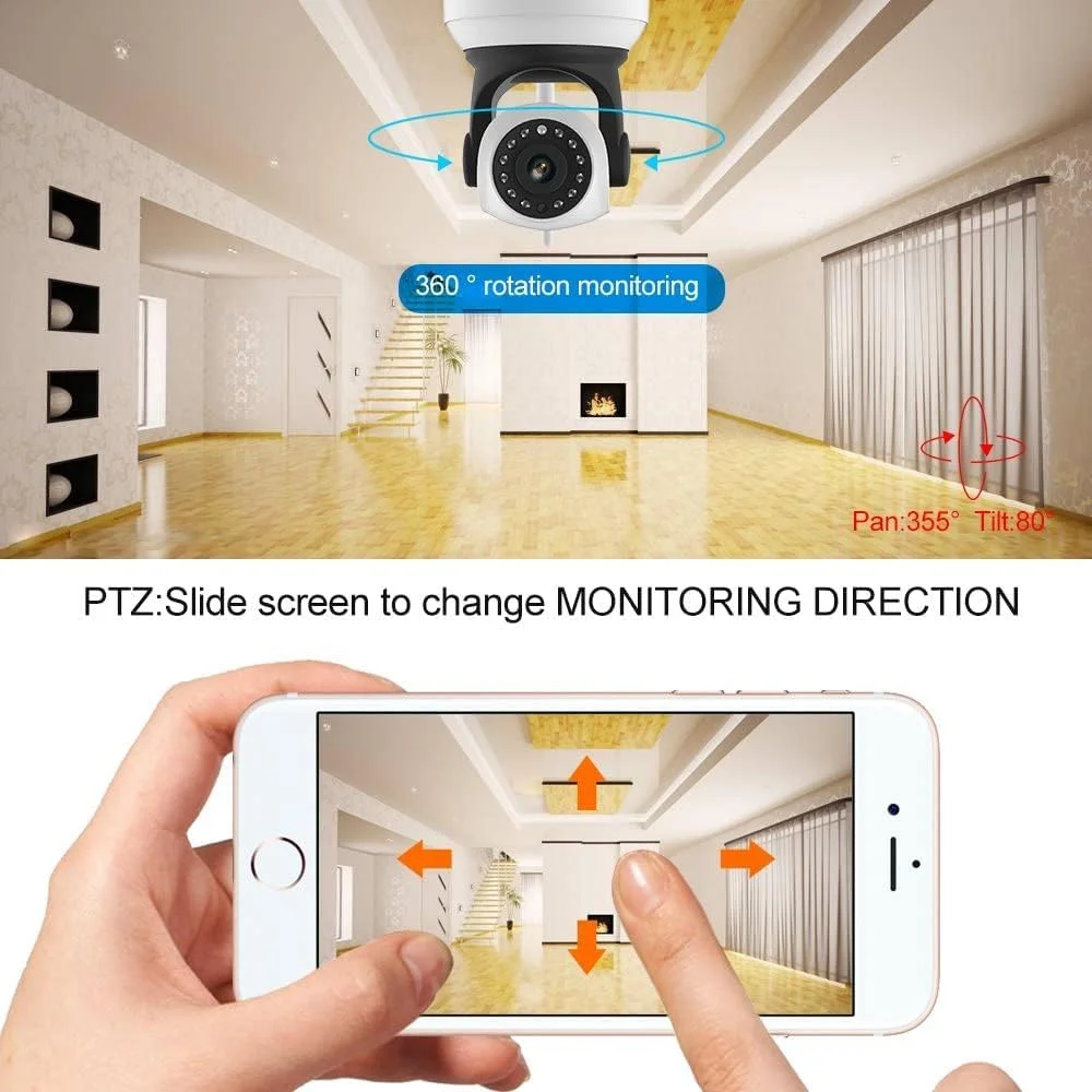 دوربین مداربسته وایرلس HD با دید در شب/صدای دو طرفه/چرخش افقی و عمودی/وای فای داخلی مناسب منزل، نظارت بر حیوانات خانگی و کودک/مانیتورینگ از راه دور با اپلیکیشن موبایل دوربین مداربسته وایرلس HD با دید در شب/صدای دو طرفه/چرخش افقی و عمودی/وای فای داخلی مناسب منزل، نظارت بر حیوانات خانگی و کودک/مانیتورینگ از راه دور با اپلیکیشن موبایل