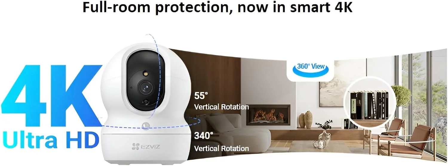 دوربین امنیتی فضای باز EZVIZ H6C Pro 4K Ultra HD، یکپارچه سازی دستیار صوتی خانه هوشمند، 8 مگاپیکسل، هشدارهای حرکتی، طراحی مقاوم در برابر آب و هوا، سفید دوربین امنیتی فضای باز EZVIZ H6C Pro 4K Ultra HD، یکپارچه سازی دستیار صوتی خانه هوشمند، 8 مگاپیکسل، هشدارهای حرکتی، طراحی مقاوم در برابر آب و هوا، سفید