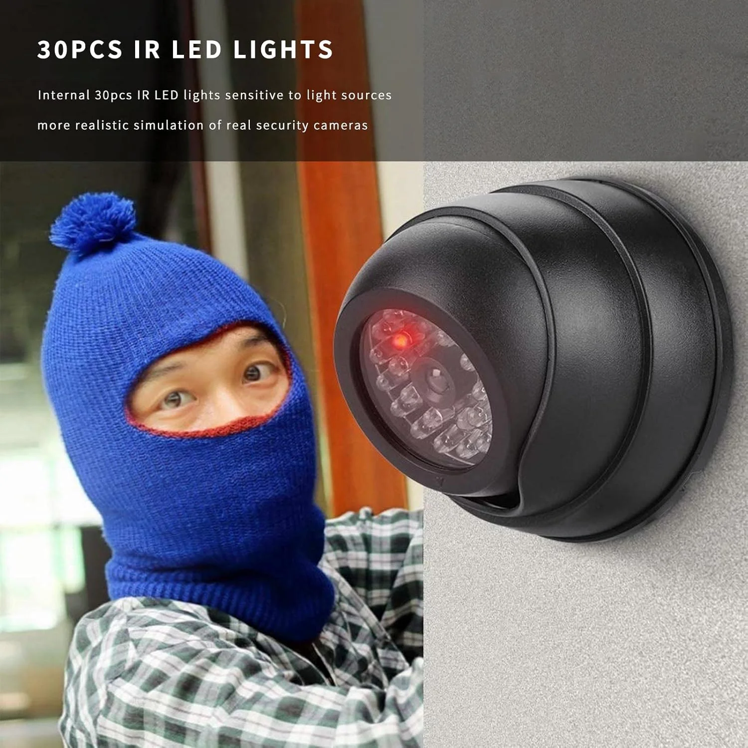دوربین مداربسته جعلی، دوربین دام ضد آب LED چشمک زن نصب شده روی دیوار، دوربین نظارتی خارجی داخلی و خارجی با 30 عدد LED مادون قرمز برای خانه/انبار دوربین مداربسته جعلی، دوربین دام ضد آب LED چشمک زن نصب شده روی دیوار، دوربین نظارتی خارجی داخلی و خارجی با 30 عدد LED مادون قرمز برای خانه/انبار