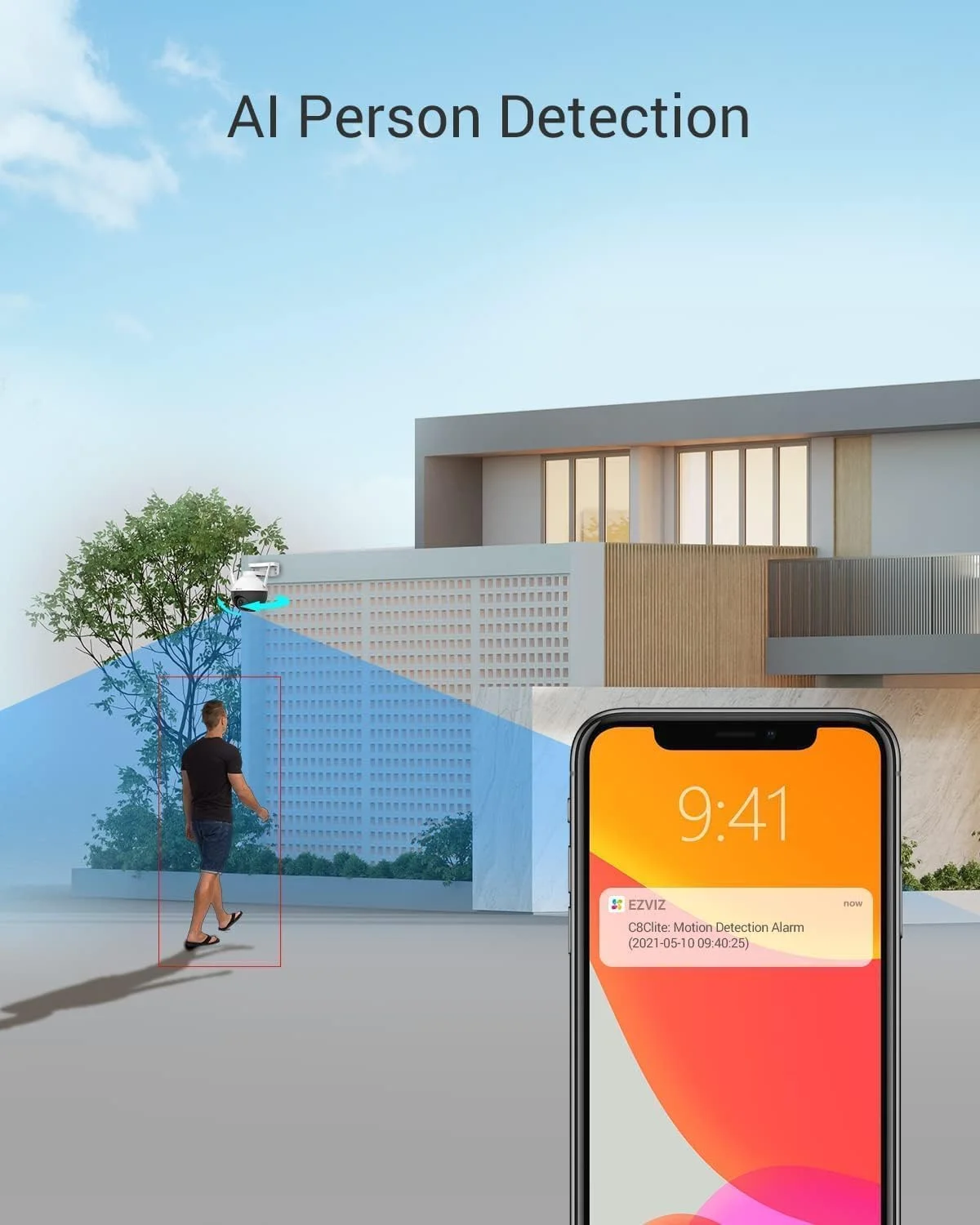 دوربین امنیتی EZVIZ C8C، دوربین نظارتی PT بیرونی 1080p WiFi با پوشش دید 360 درجه، دید در شب رنگی، ضد آب IP65، تشخیص حرکت، ضبط صدا، پشتیبانی از کارت SD 256 گیگابایتی دوربین امنیتی EZVIZ C8C، دوربین نظارتی PT بیرونی 1080p WiFi با پوشش دید 360 درجه، دید در شب رنگی، ضد آب IP65، تشخیص حرکت، ضبط صدا، پشتیبانی از کارت SD 256 گیگابایتی