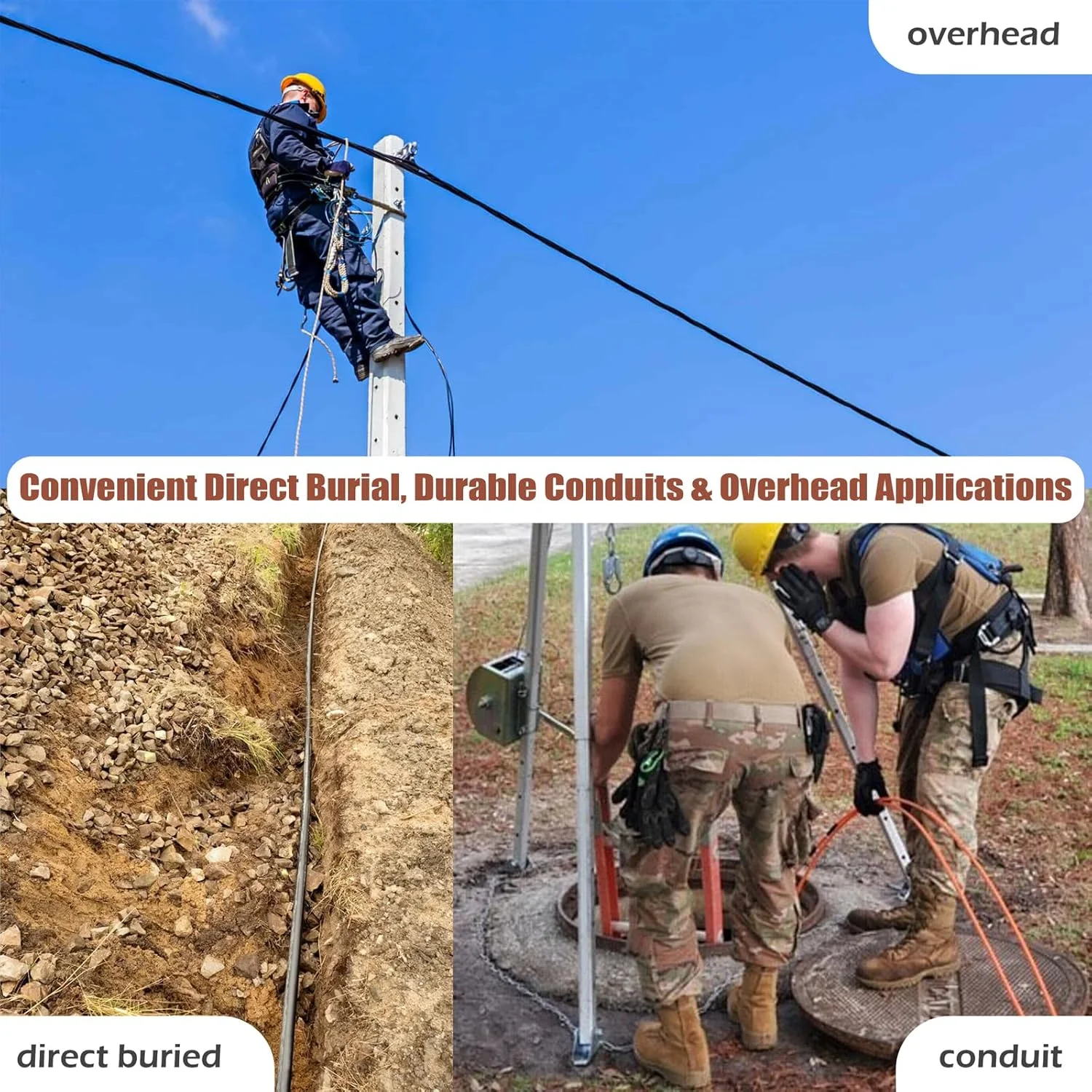 کابل فیبر نوری LC به LC صنعتی TPU OM3، 30 متری، مناسب فضای باز، کابل فیبر نوری چند حالته دوبلکس، 40 گیگابیت 10 گیگابیت، 50/125 OM3 Uniboot LC-LC دفن مستقیم