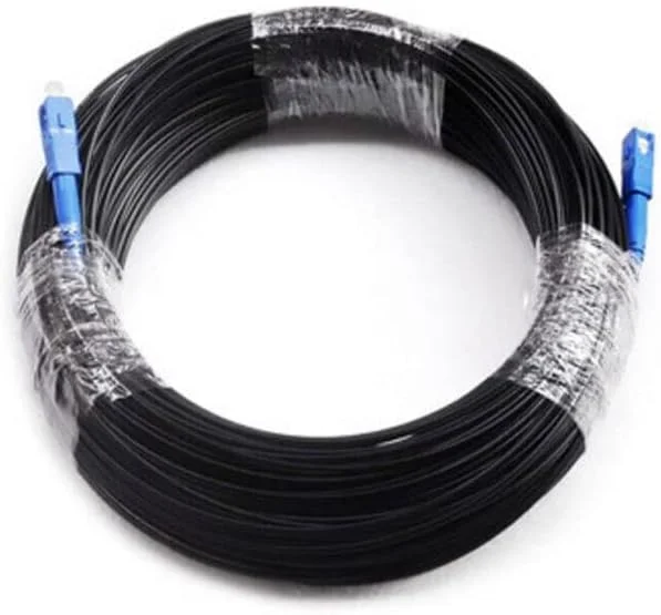 کابل پچ فیبر نوری بیرونی SC SM Simplex FTTH به طول 150 متر، کابل اتصال فیبر نوری سینگل مود Simplex SC، کابل جامپر فیبر نوری FTTH
