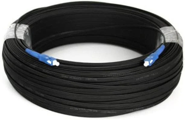 کابل پچ فیبر نوری بیرونی SC SM Simplex FTTH به طول 150 متر، کابل اتصال فیبر نوری سینگل مود Simplex SC، کابل جامپر فیبر نوری FTTH