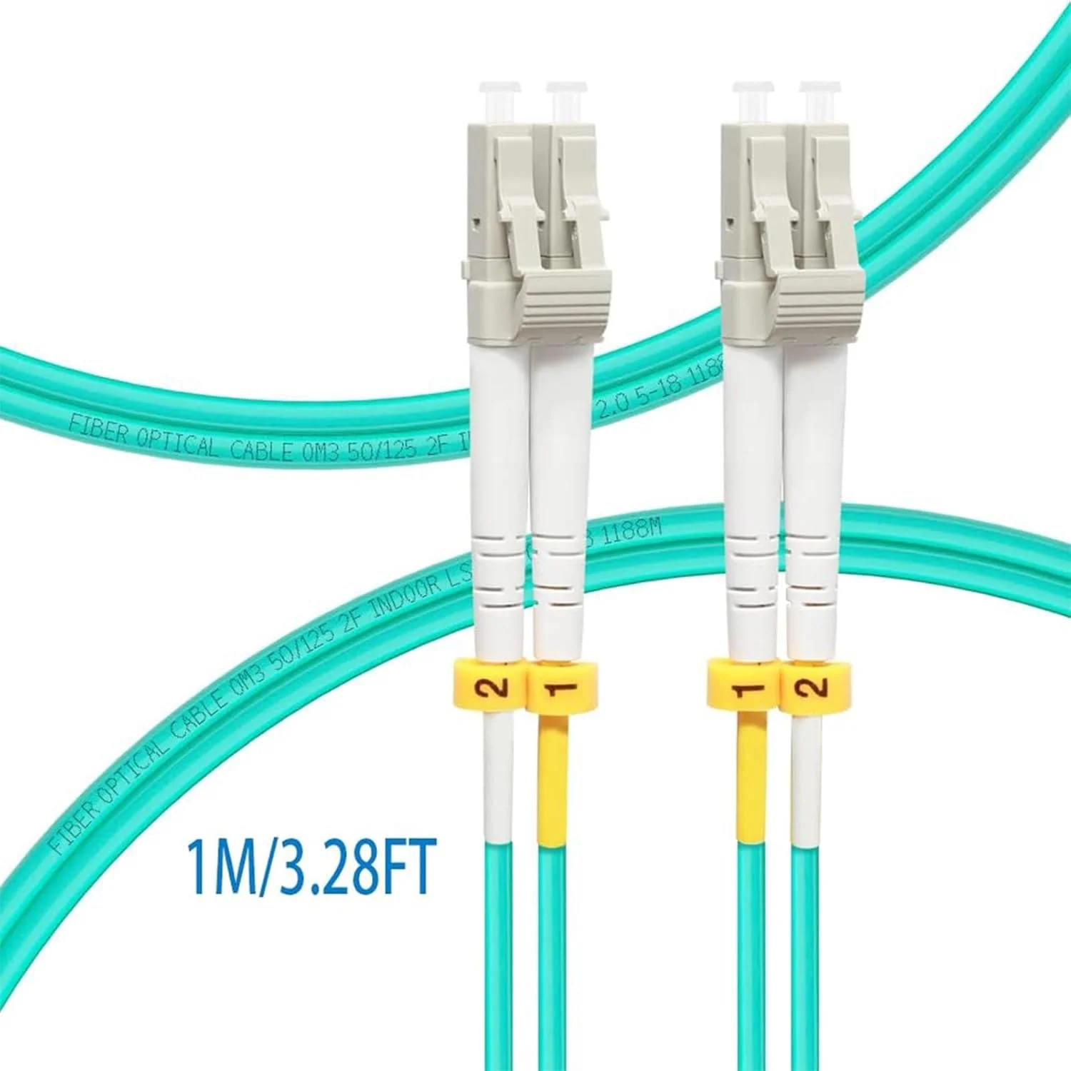 کابل فیبر نوری OM3 LC به LC | 100 گیگابیت بر ثانیه چند حالته 50/125μm | سیمپلکس/داپلکس | روکش LSZH | تلفات کم | اترنت پرسرعت، مرکز داده، FTTH، LAN (1 متری)