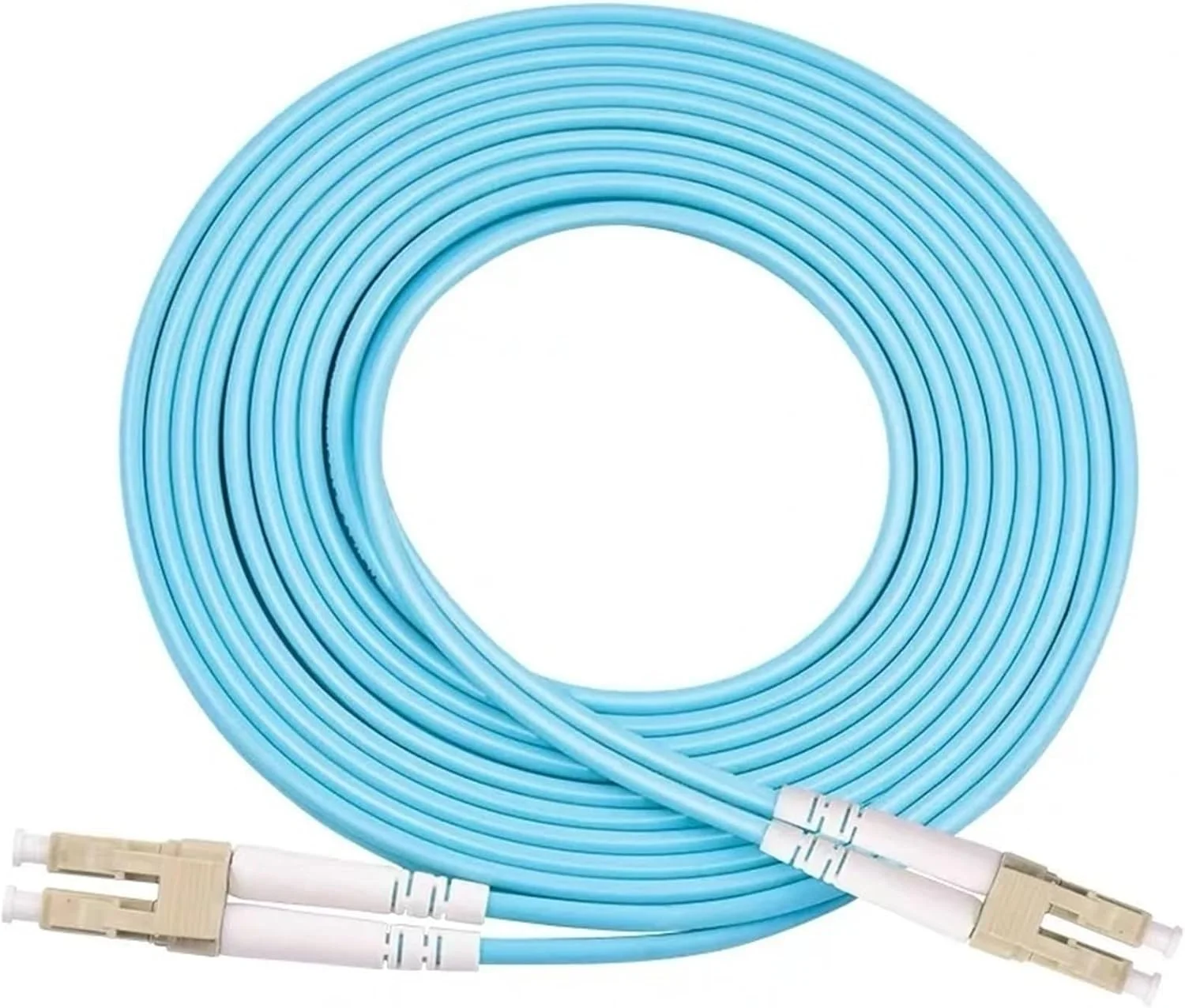 کابل فیبر نوری OM3، یک تا صد متر، دوبلکس، 0.2 متر، 0.5 متر (8 متر، 10 عدد، LC-LC بدون گیره)