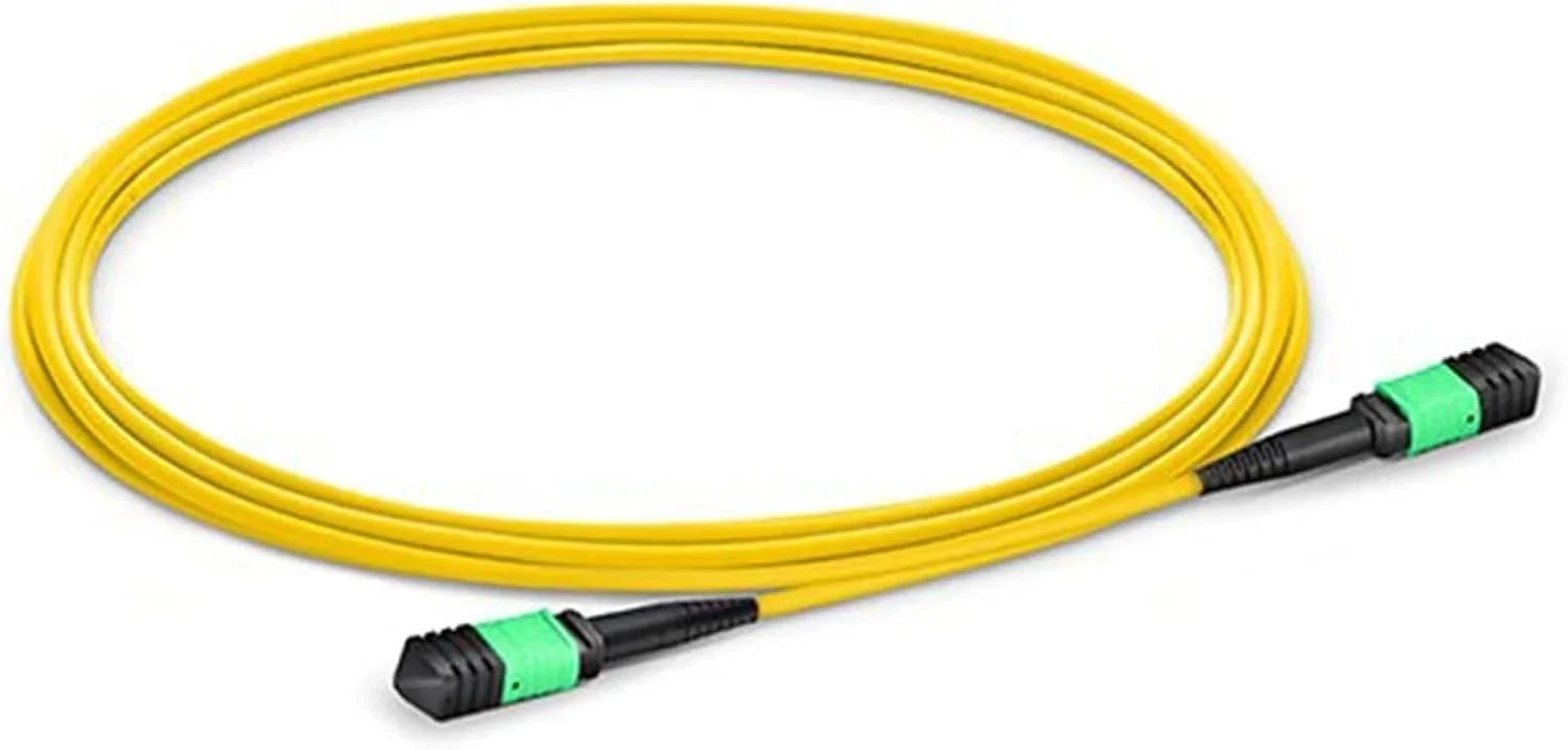 کابل فیبر نوری MPO هایژی 24 هسته ای مادگی نوع B OS2 زرد گرد 1-5 متری (افت نوری کمتر از 0.7dB در 5 متر)