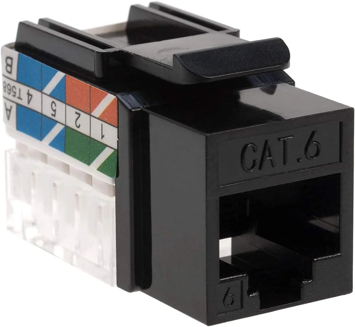 DKURVE Cat6 RJ45 کیستون جک شبکه مشکی 90 درجه - بسته 5 عددی به همراه مینی استریپر زرد رایگان