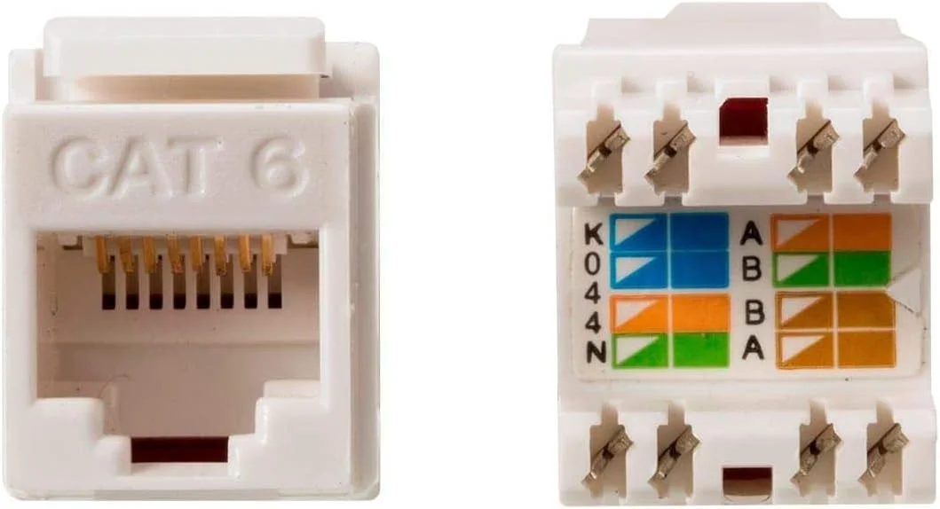 DKURVE® Cat6 UTP جک کیستون RJ45 با زاویه 180 درجه (بسته 25 عددی)