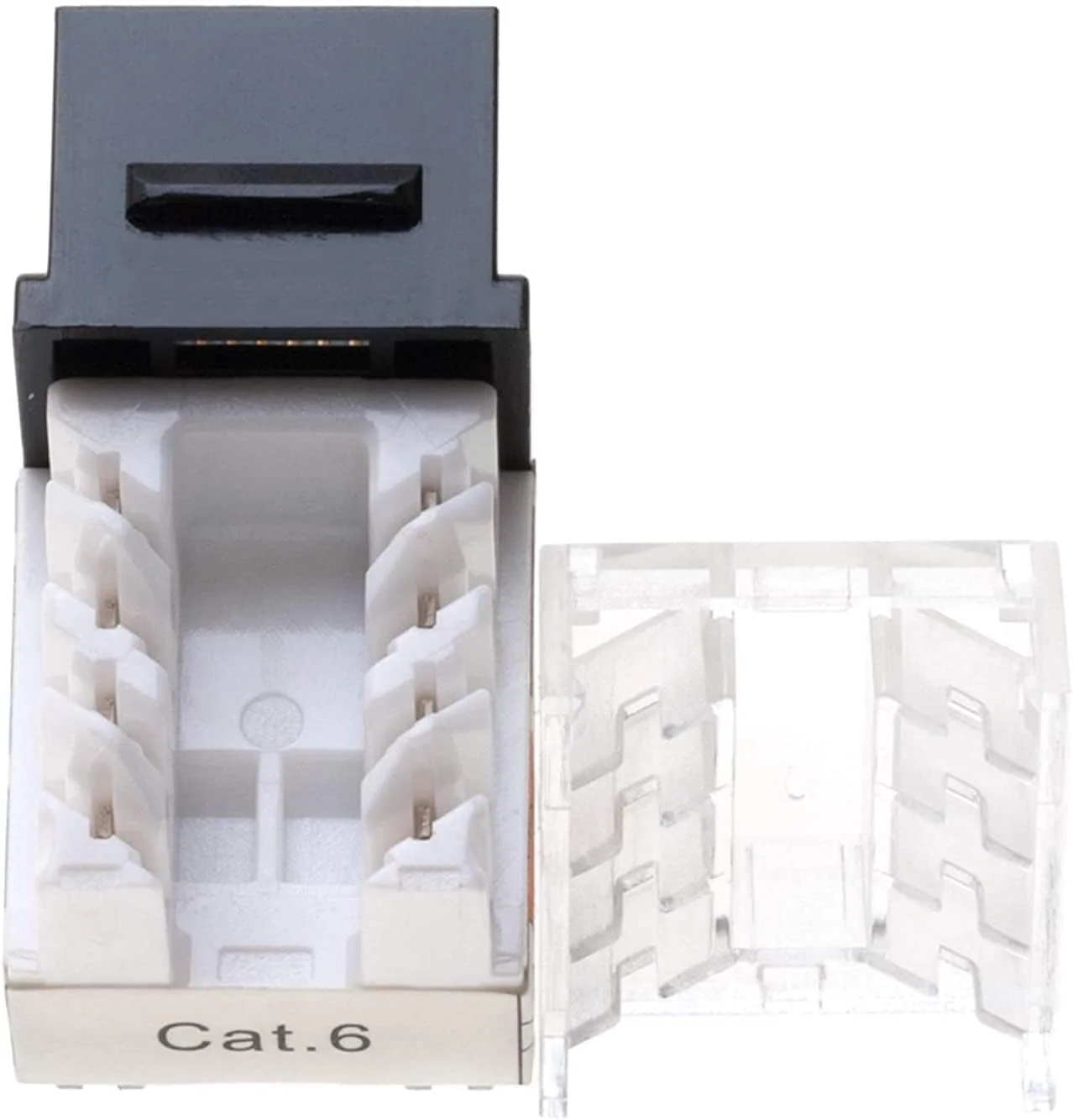 DKURVE Cat6 RJ45 کیستون جک شبکه مشکی 90 درجه - بسته 5 عددی به همراه مینی استریپر زرد رایگان