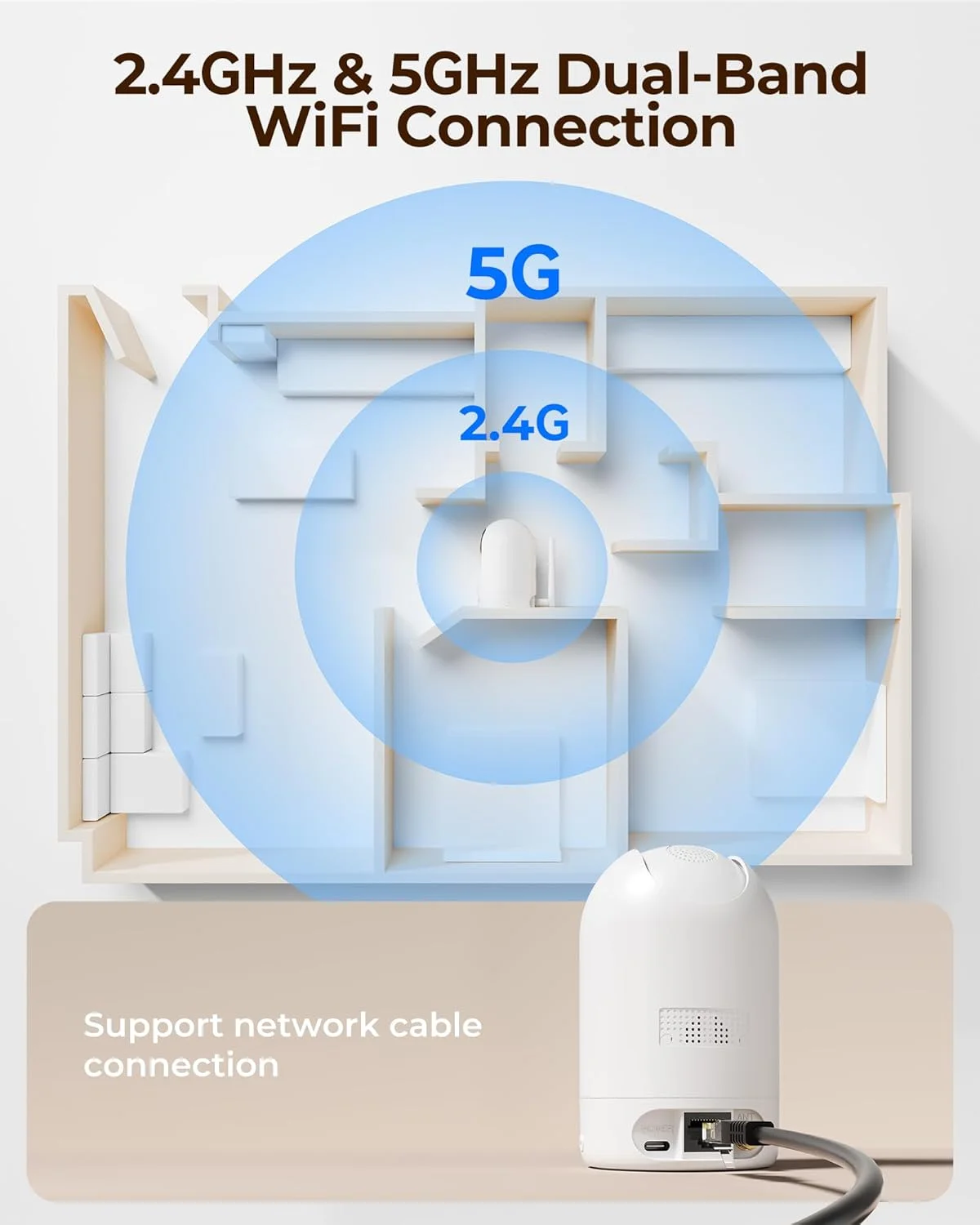 دوربین امنیتی خانگی FOSCAM مدل R4S با کیفیت 4 مگاپیکسل (2K)، دوربین وای فای داخلی بی سیم 2.4/5 گیگاهرتز با قابلیت تشخیص انسان و صدا با هوش مصنوعی، دید در شب 10 متر، صدای دو طرفه، سازگار با الکسا، سفید