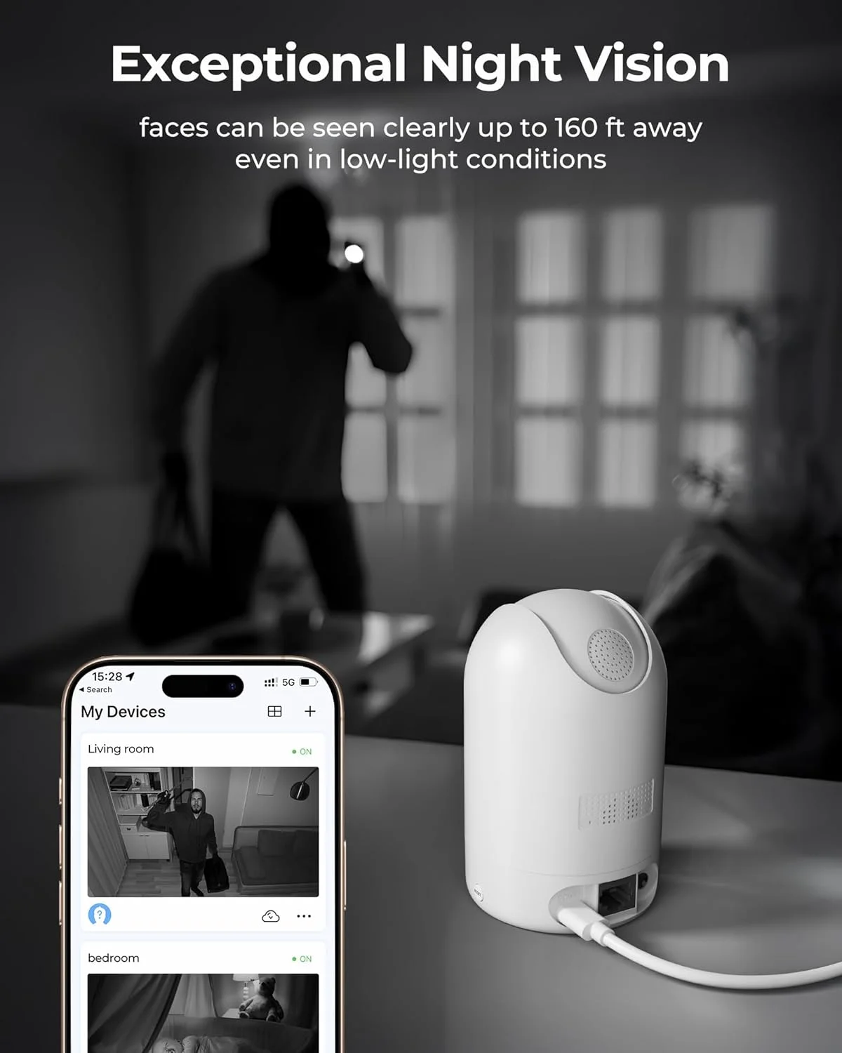 دوربین امنیتی خانگی FOSCAM مدل R4S با کیفیت 4 مگاپیکسل (2K)، دوربین وای فای داخلی بی سیم 2.4/5 گیگاهرتز با قابلیت تشخیص انسان و صدا با هوش مصنوعی، دید در شب 10 متر، صدای دو طرفه، سازگار با الکسا، سفید