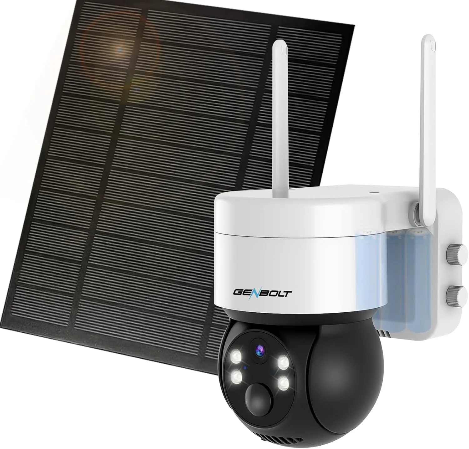 دوربین مداربسته وای فای خورشیدی 2K جن‌بولت، دوربین های نظارتی خانگی بی‌سیم در فضای باز، دوربین IP باتری خور با تشخیص PIR، دید در شب رنگی