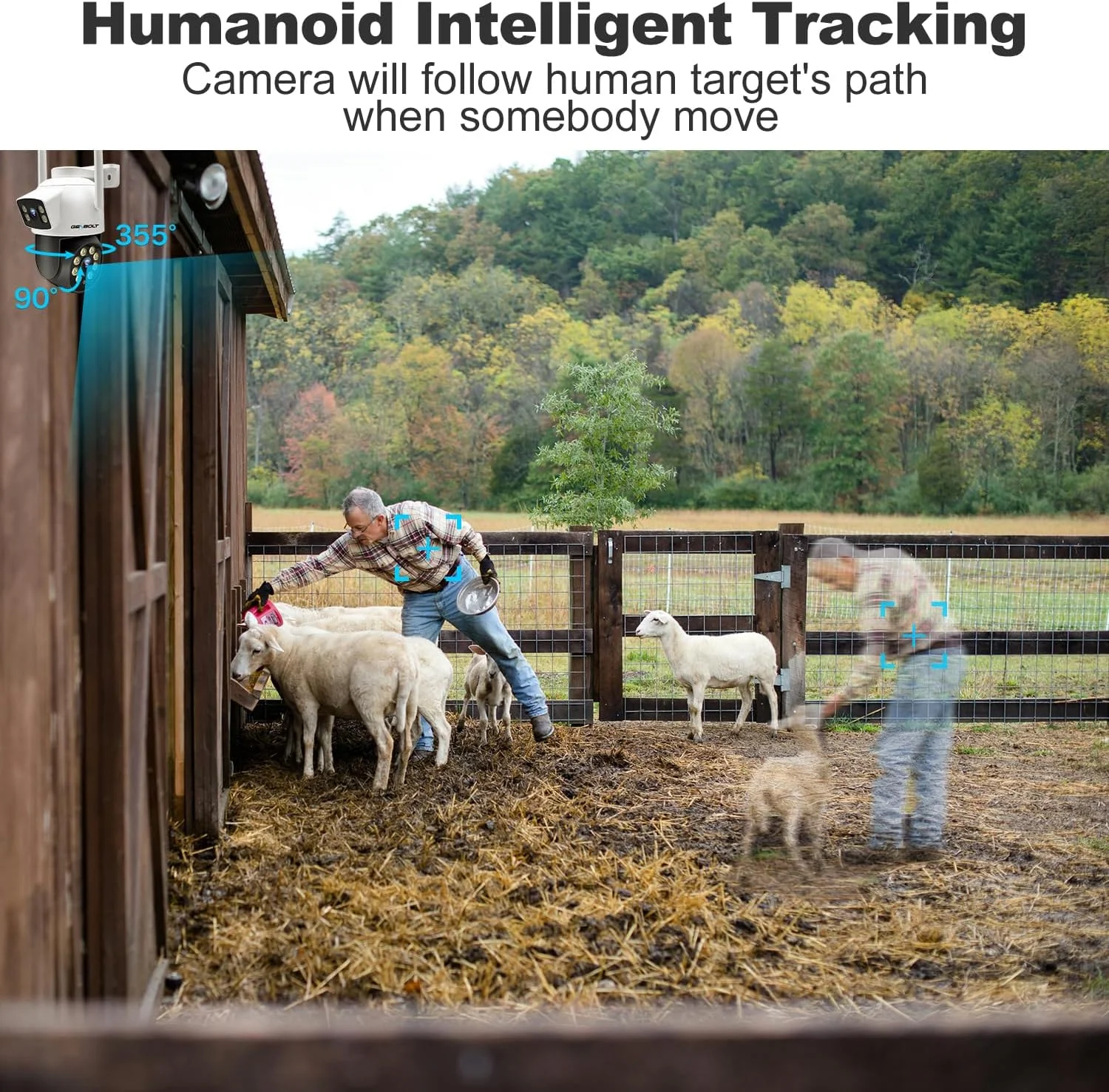 دوربین مداربسته 3G/4G LTE بدون وای فای GENBOLT، دوربین مداربسته سلولی دو لنز با سیم کارت، دوربین مداربسته IP با قابلیت ردیابی انسان و ذخیره سازی ابری