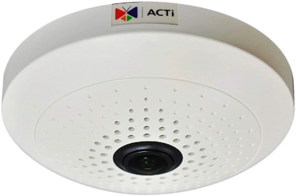 دوربین چشم ماهی ACTi B55 با کیفیت 10 مگاپیکسل برای فضای داخلی - دوربین دام تحت شبکه IP، دید در روز/شب، WDR پایه، لنز ثابت، f1.37mm/F2.0، H.264، DNR، صدا، ذخیره سازی محلی، PoE/DC12V، ONVIF