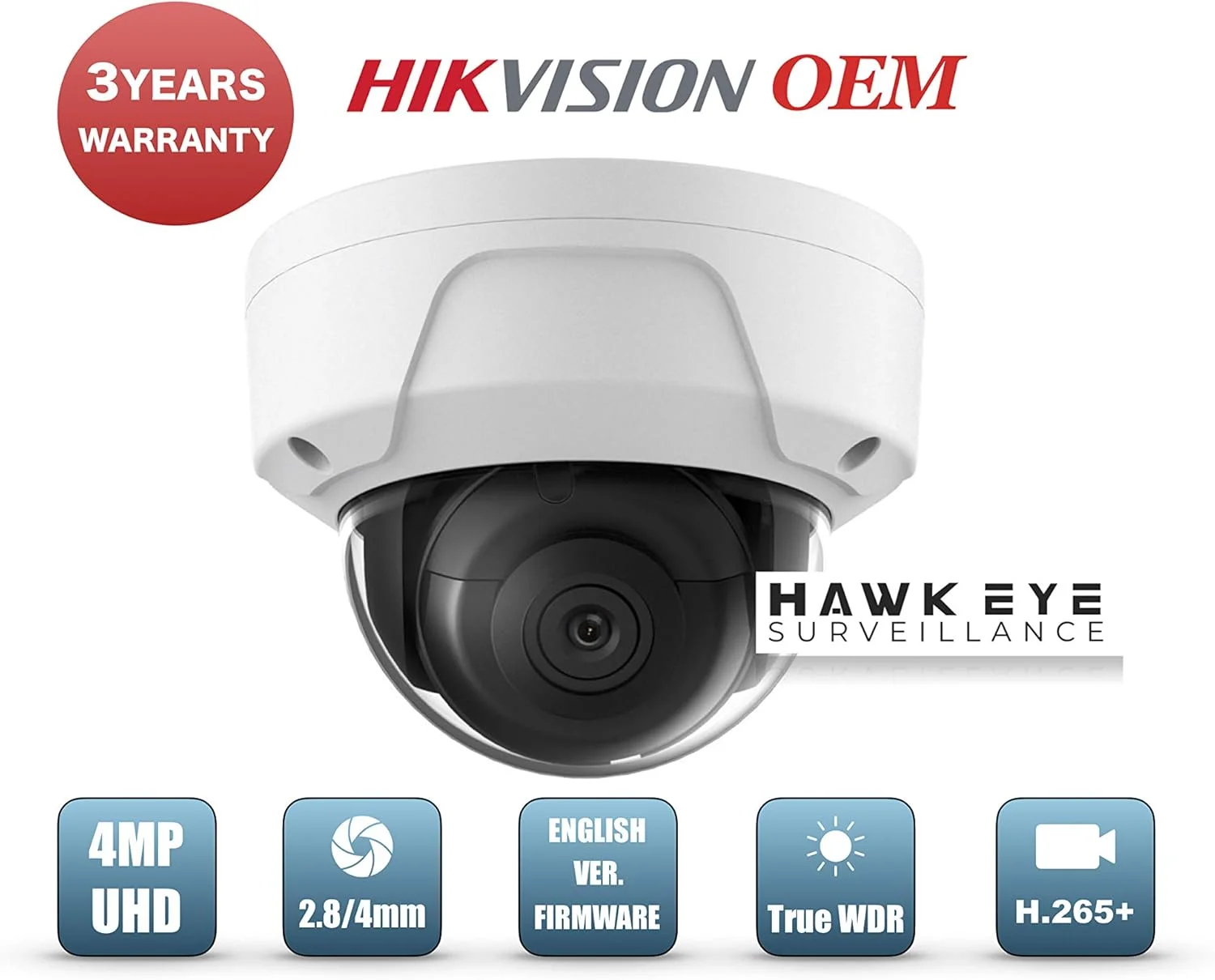 دوربین مداربسته تحت شبکه 4 مگاپیکسلی PoE دید در شب HAWK EYE - سازگار با مینی دام سری DS-2CD2145FWD-I با لنز ثابت 2.8 میلی متری H.265+