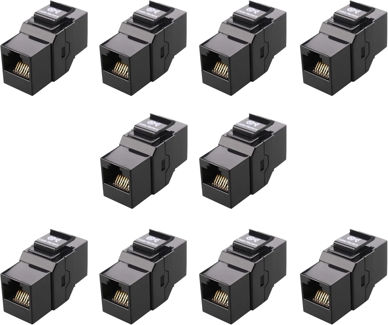 اتصال دهنده مادگی به مادگی کیستون Cat6 Cable Matters، بسته 10 عددی، 10 گیگابیت بر ثانیه، مشکی، برای پچ پنل و صفحه دیواری