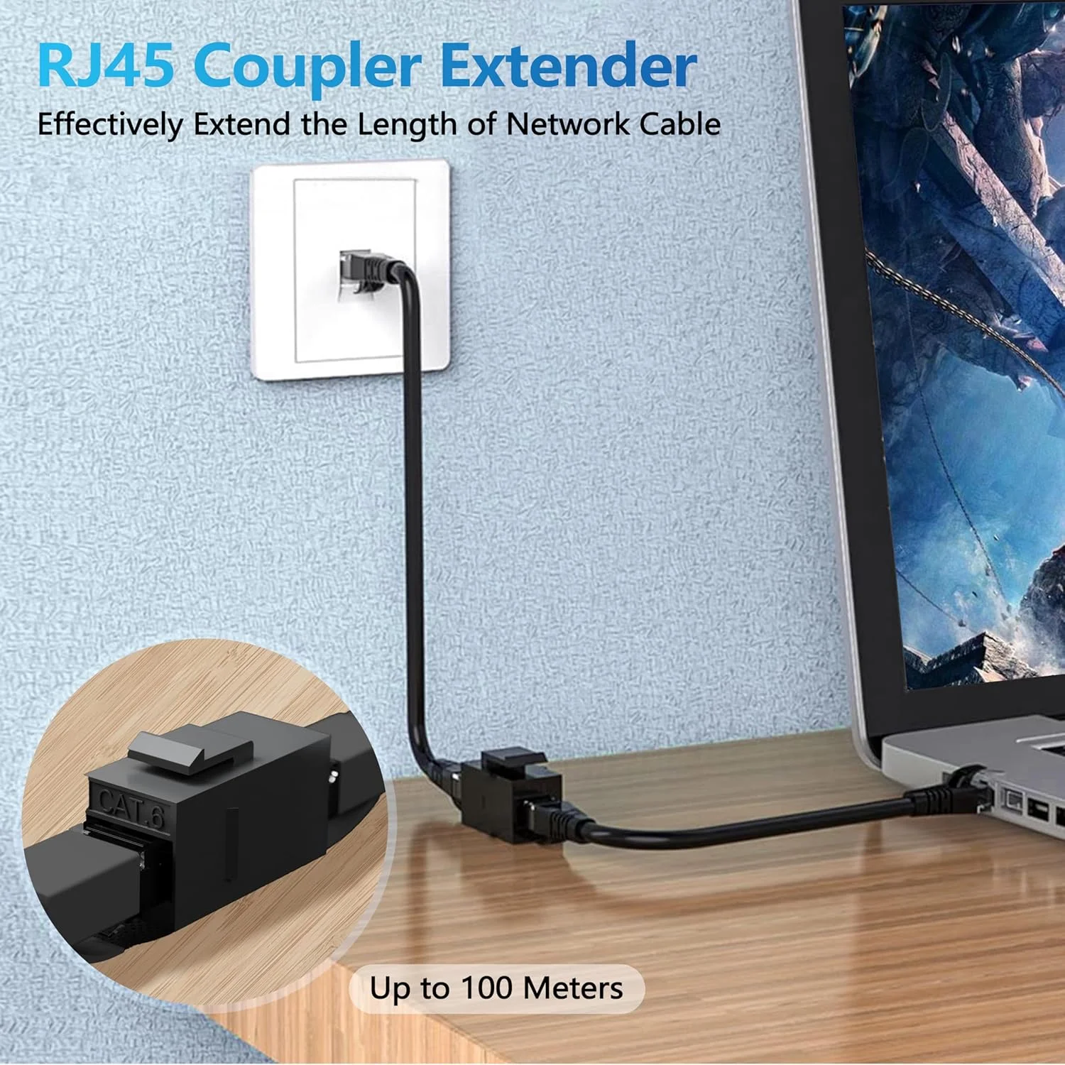 کوپلر کیستون Cat6 RJ45 CableGeeker (بسته 25 عددی)، مادگی به مادگی Cat 6، درج کوپلر کیستون UTP Inline برای صفحه دیواری و پچ پنل، سفید