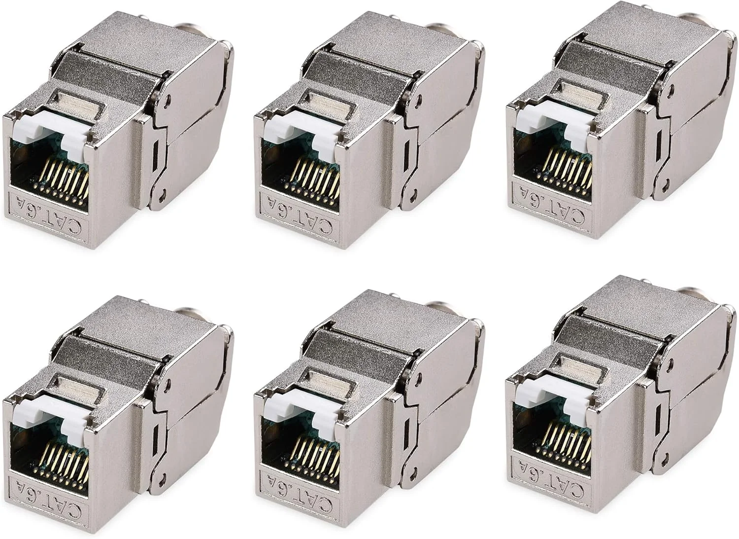 پک 12 عددی کیستون جک شیلددار RJ45 کت 6A / کت 6 با شاتر یکپارچه