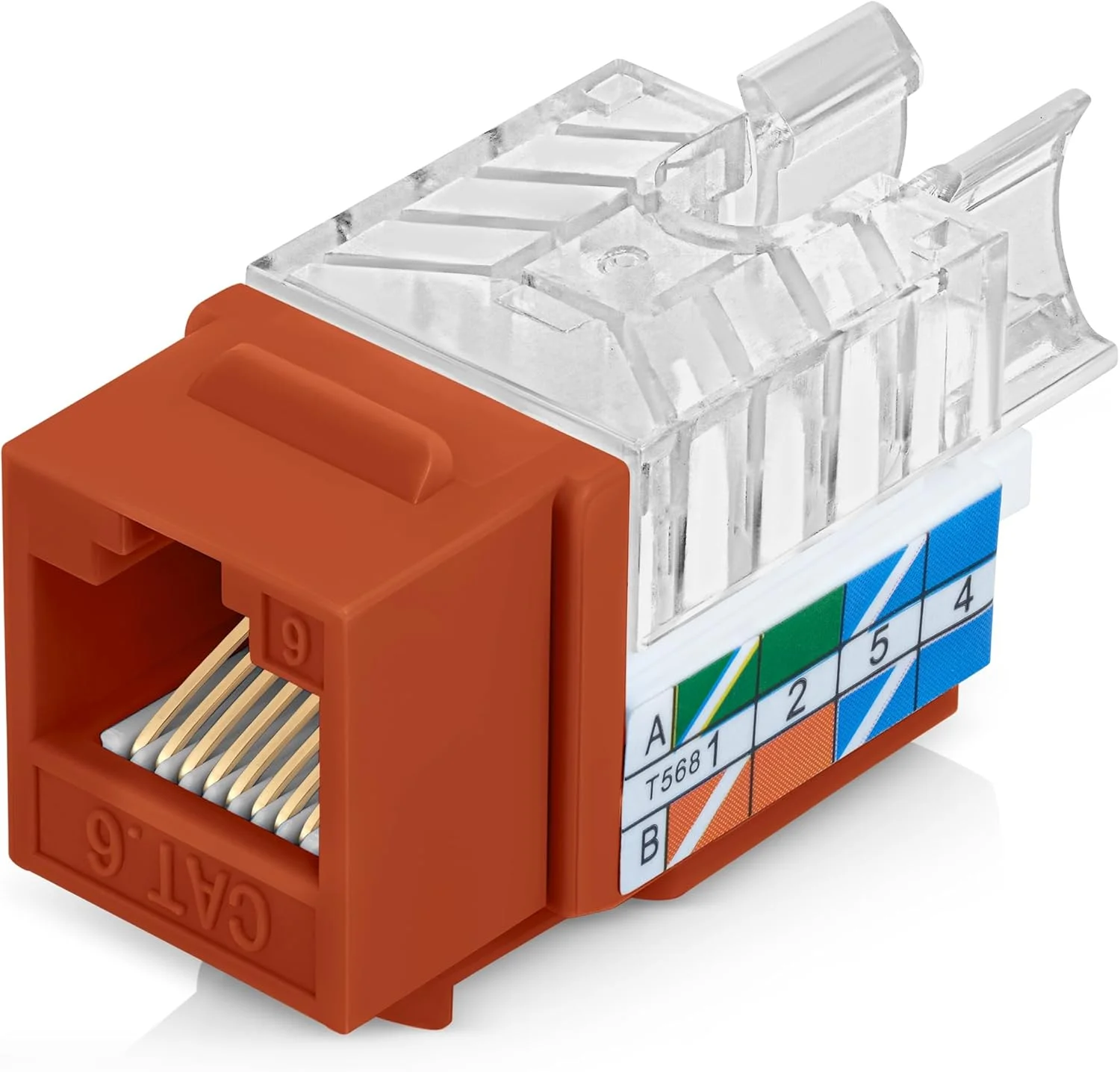 اتصالات کیستون RJ45 Cat6 زاویه دار 45 درجه Everest، بسته 100 عددی، نارنجی