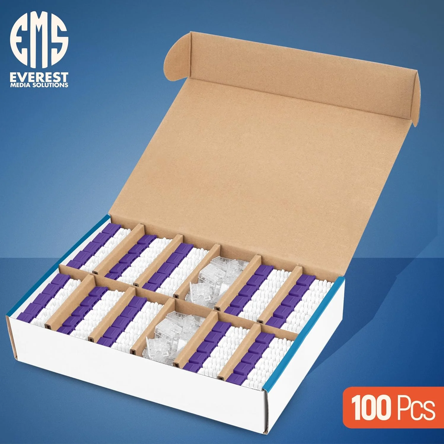 اتصالات کیستون RJ45 Cat6 زاویه دار 90 درجه Everest بسته 100 عددی - بنفش