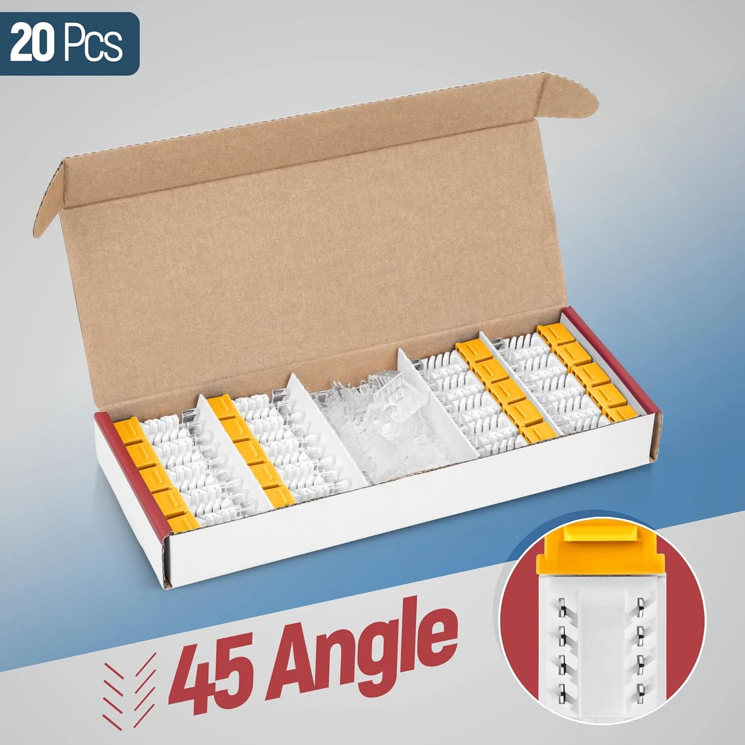 اتصالات کیستون RJ45 Cat6 زاویه دار 45 درجه Everest بسته 20 عددی - کانکتورهای RJ45 مادگی باریک - کیستون Cat 6 - سازگار با ابزار خاتمه دهی سریع زاویه دار 45 درجه - 45Term (B0BL3GS7ZY)