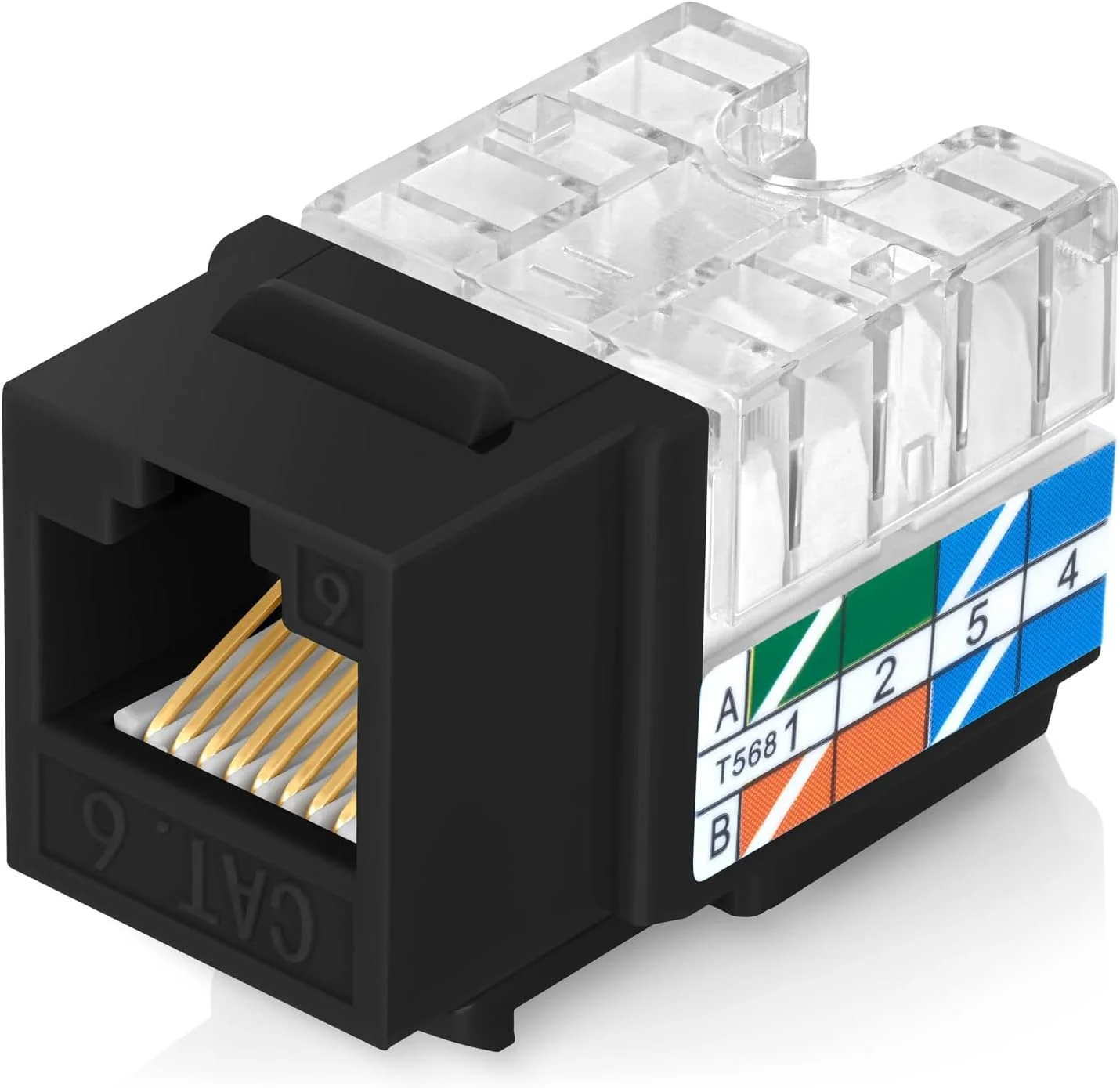 اتصالات کیستون RJ45 Cat6 زاویه دار 90 درجه Everest بسته 100 عددی - مشکی