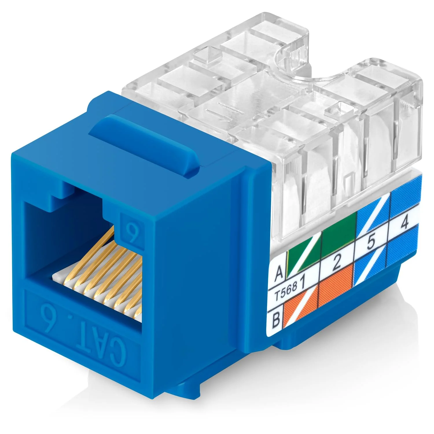 اتصالات کیستون RJ45 Cat6 با زاویه 90 درجه Everest بسته 100 عددی - آبی