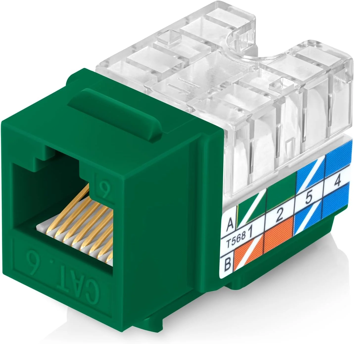 اتصالات کیستون RJ45 Cat6 زاویه دار 90 درجه Everest بسته 100 عددی - سبز