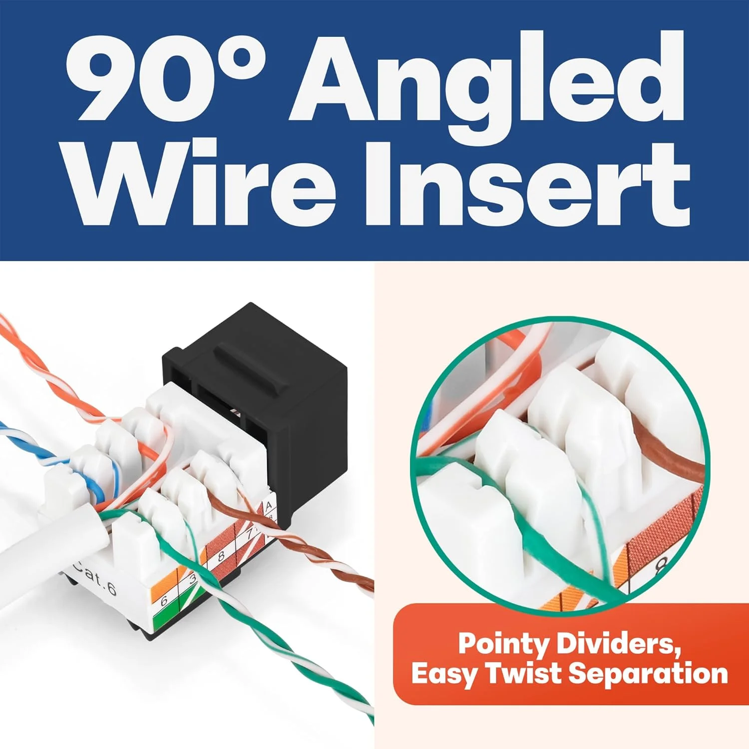 اتصالات کیستون RJ45 Cat6 زاویه دار 90 درجه Everest بسته 100 عددی - مشکی