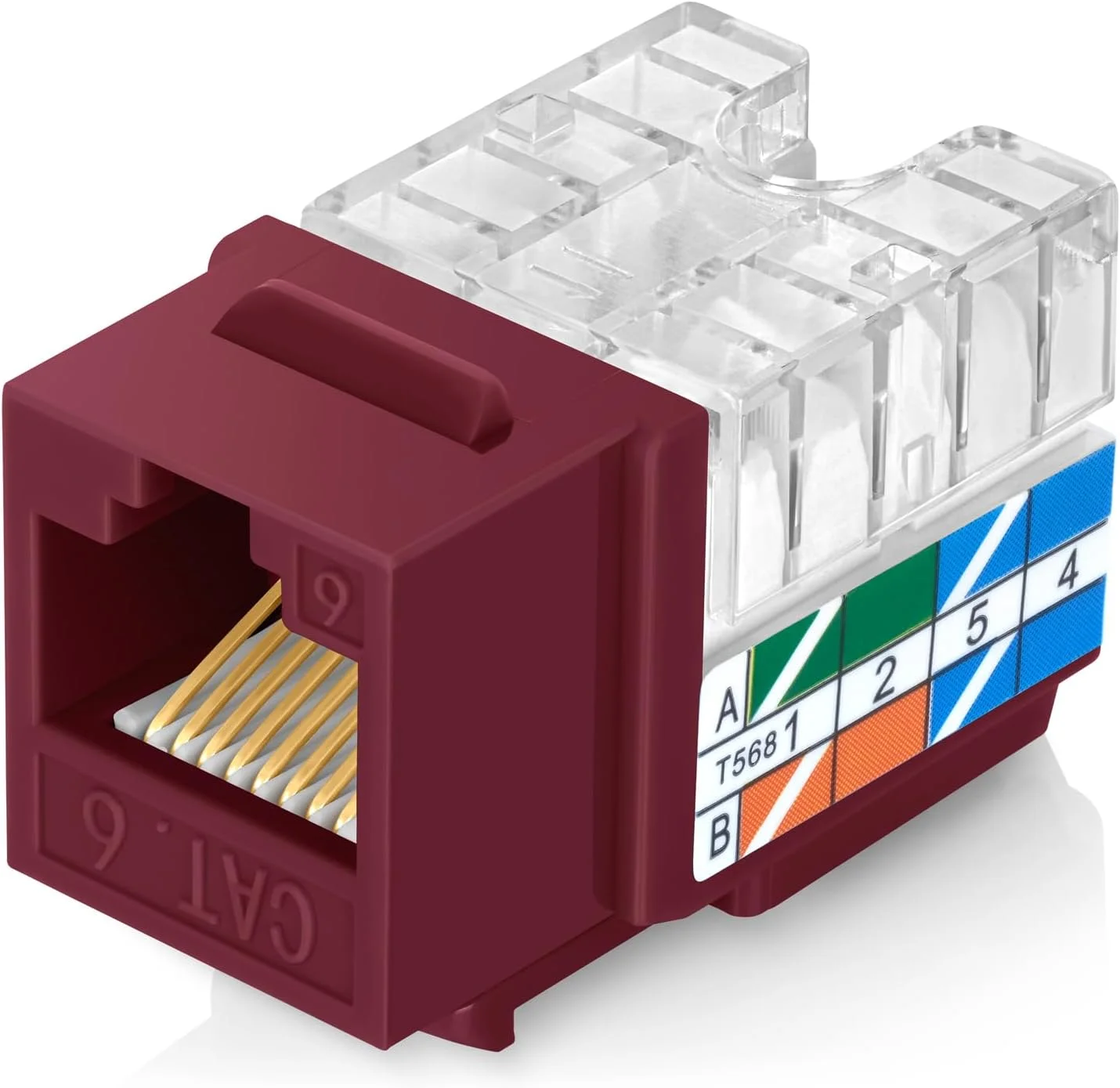 اتصالات کیستون RJ45 Cat6 زاویه دار 90 درجه Everest بسته 100 عددی - قرمز