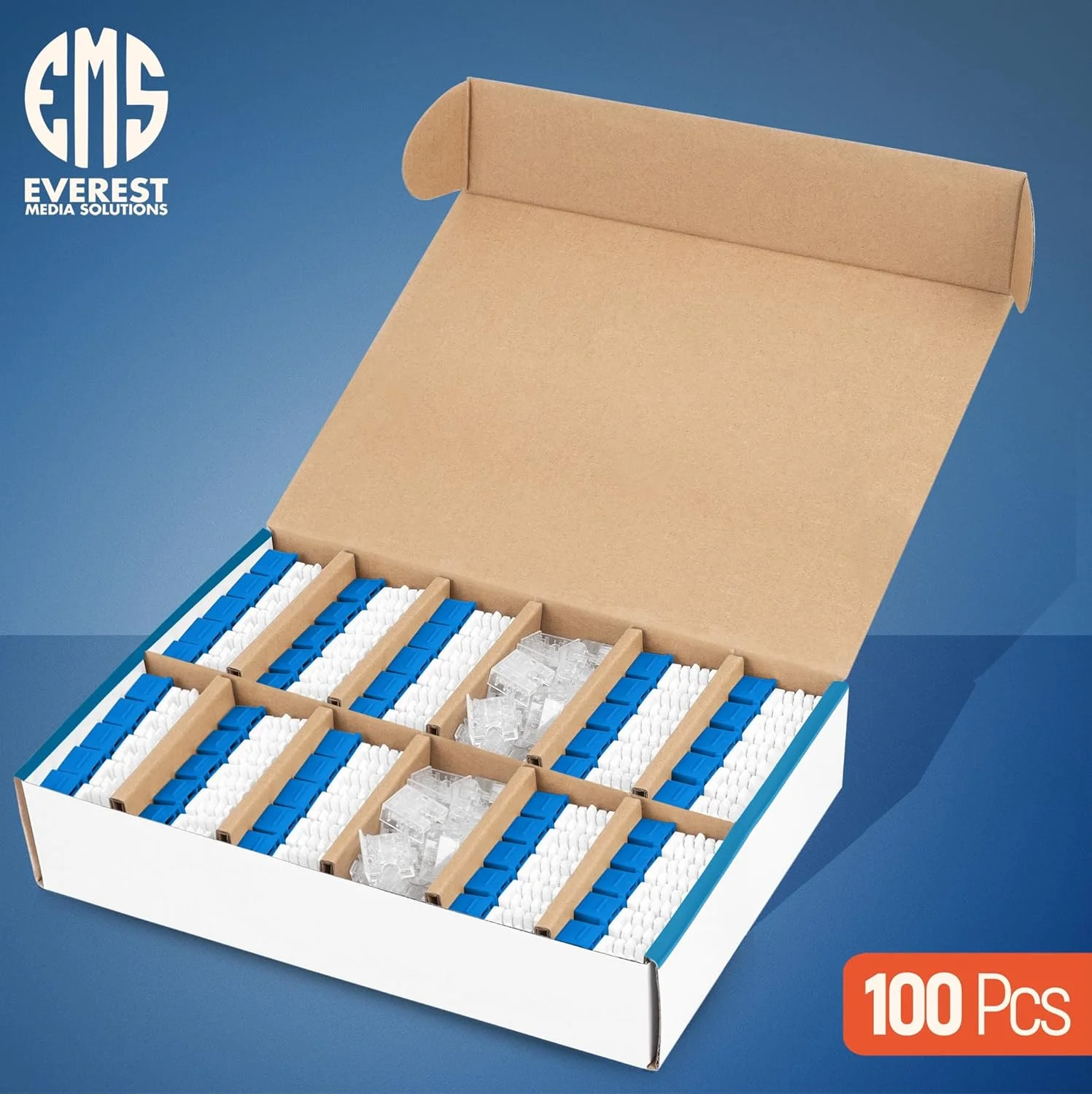 اتصالات کیستون RJ45 Cat6 با زاویه 90 درجه Everest بسته 100 عددی - آبی