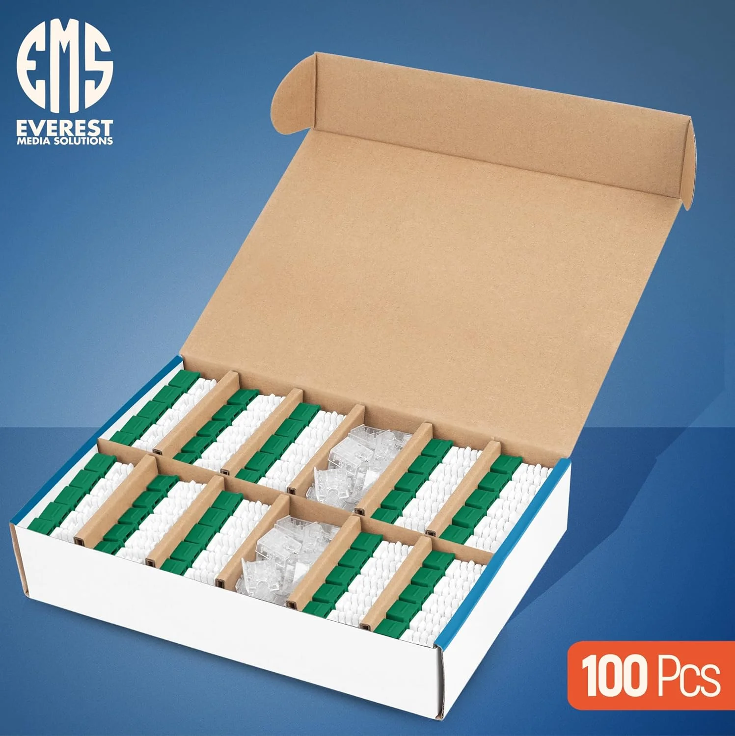 اتصالات کیستون RJ45 Cat6 زاویه دار 90 درجه Everest بسته 100 عددی - سبز