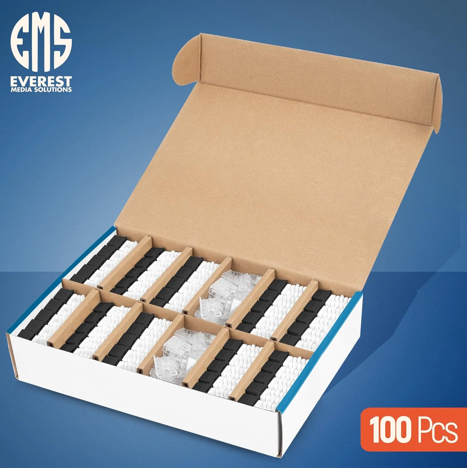 اتصالات کیستون RJ45 Cat6 زاویه دار 90 درجه Everest بسته 100 عددی - مشکی