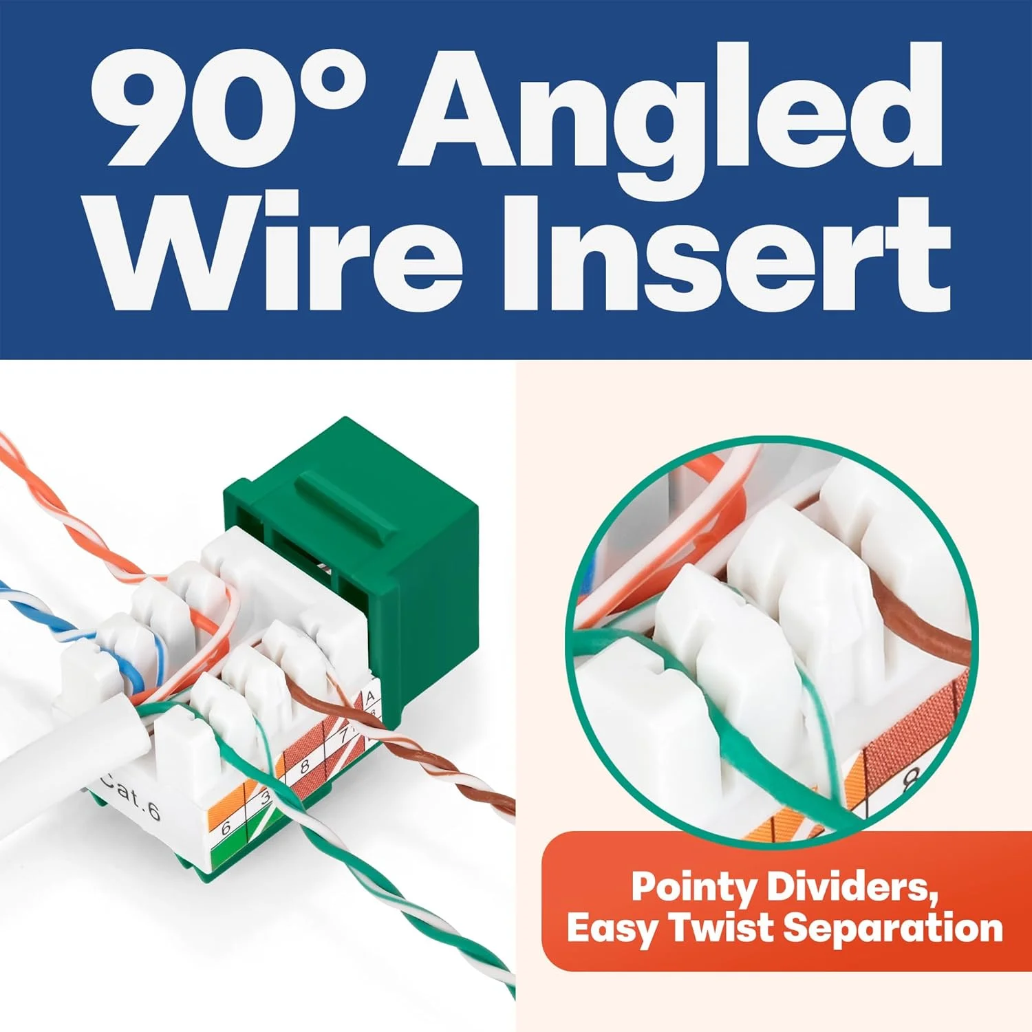 اتصالات کیستون RJ45 Cat6 زاویه دار 90 درجه Everest بسته 100 عددی - سبز