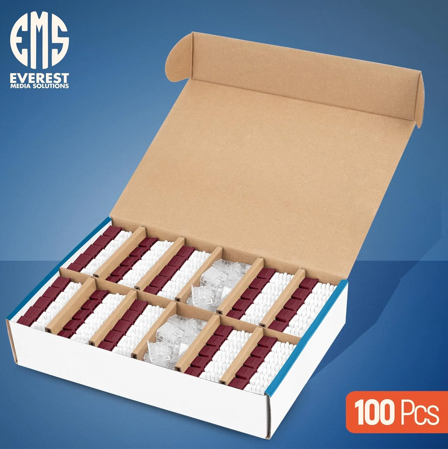 اتصالات کیستون RJ45 Cat6 زاویه دار 90 درجه Everest بسته 100 عددی - قرمز