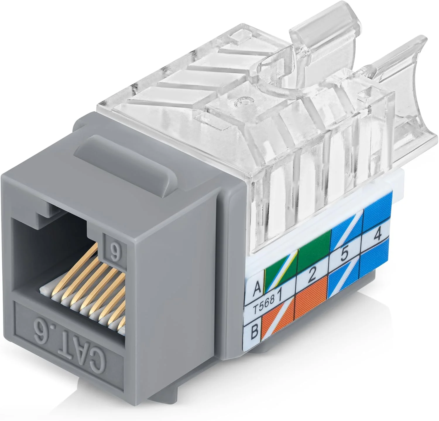 اتصالات کیستون RJ45 Cat6 زاویه دار 45 درجه Everest، بسته 100 عددی، خاکستری