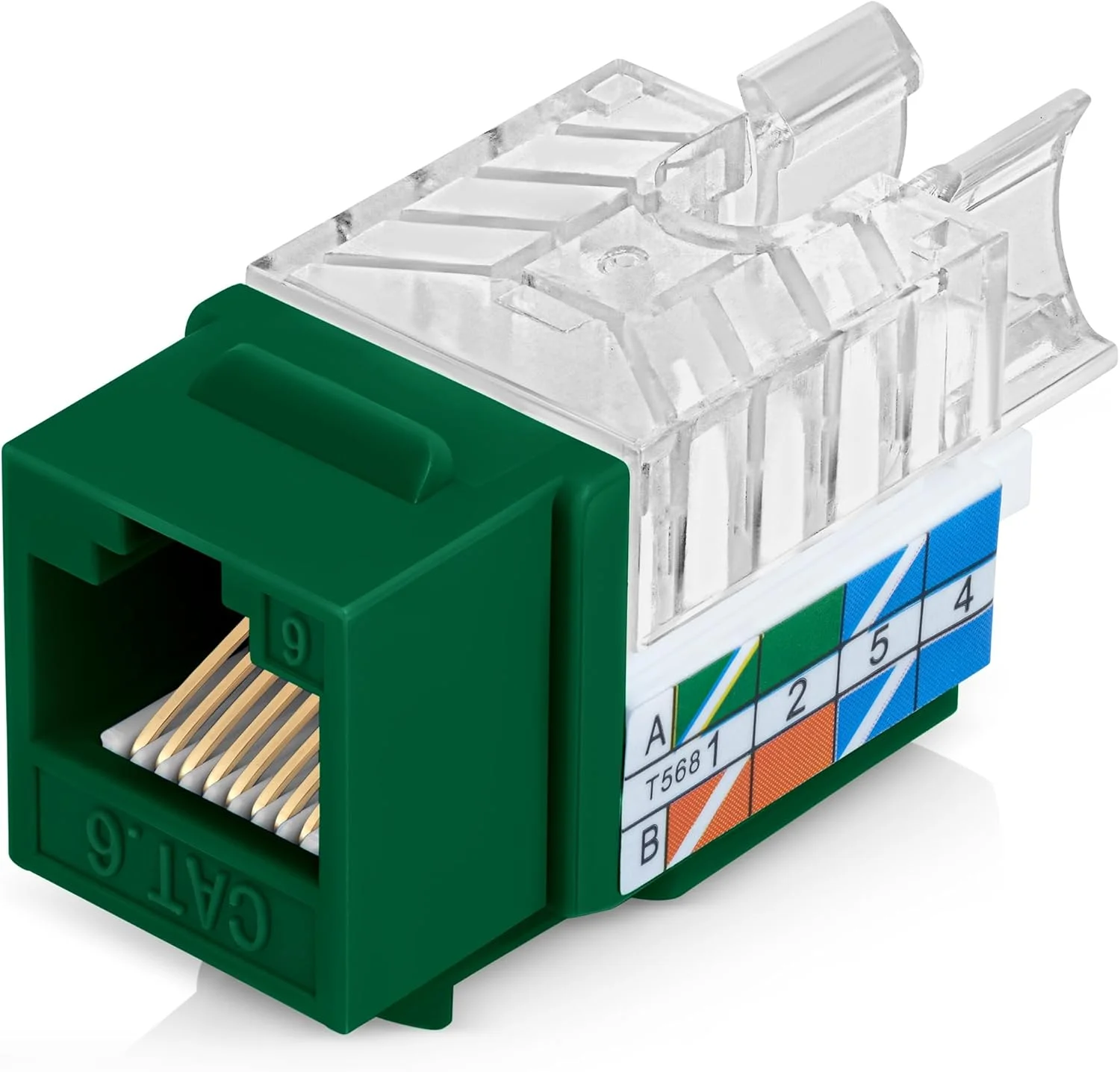 اتصالات کیستون RJ45 Cat6 زاویه دار ۴۵ درجه Everest، بسته ۱۰۰ عددی، سبز