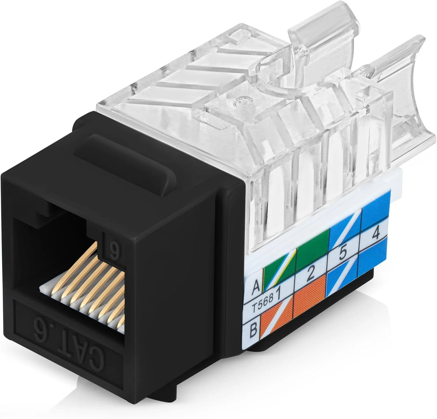 اتصالات کیستون RJ45 Cat6 زاویه دار 45 درجه Everest بسته 100 عددی - مشکی