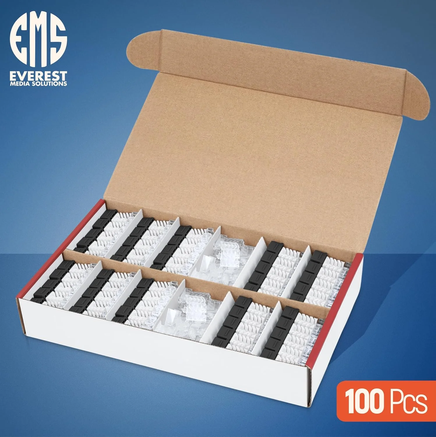 اتصالات کیستون RJ45 Cat6 زاویه دار 45 درجه Everest بسته 100 عددی - مشکی