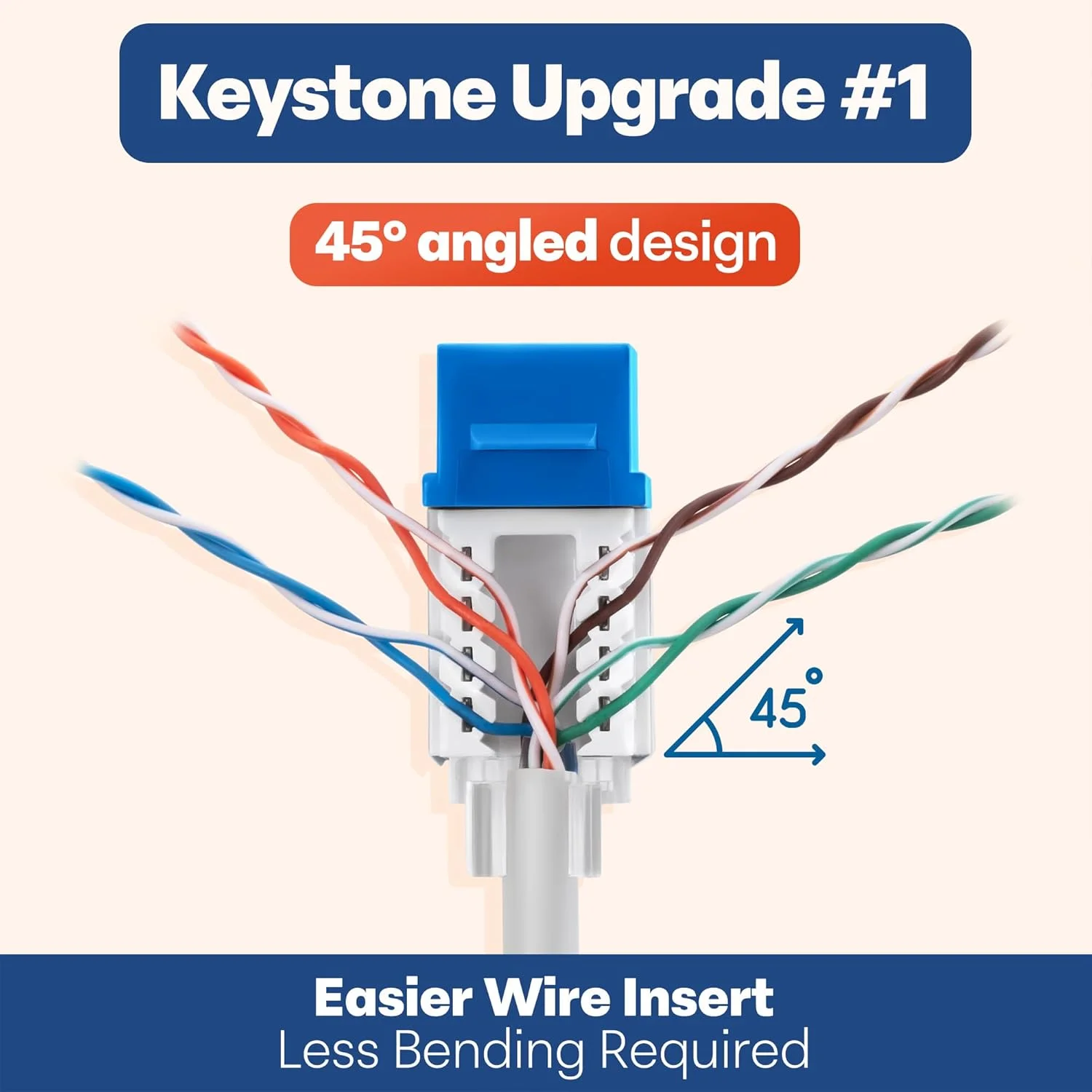 اتصالات کیستون RJ45 Cat6 زاویه دار 45 درجه اورست - بسته 100 عددی - آبی