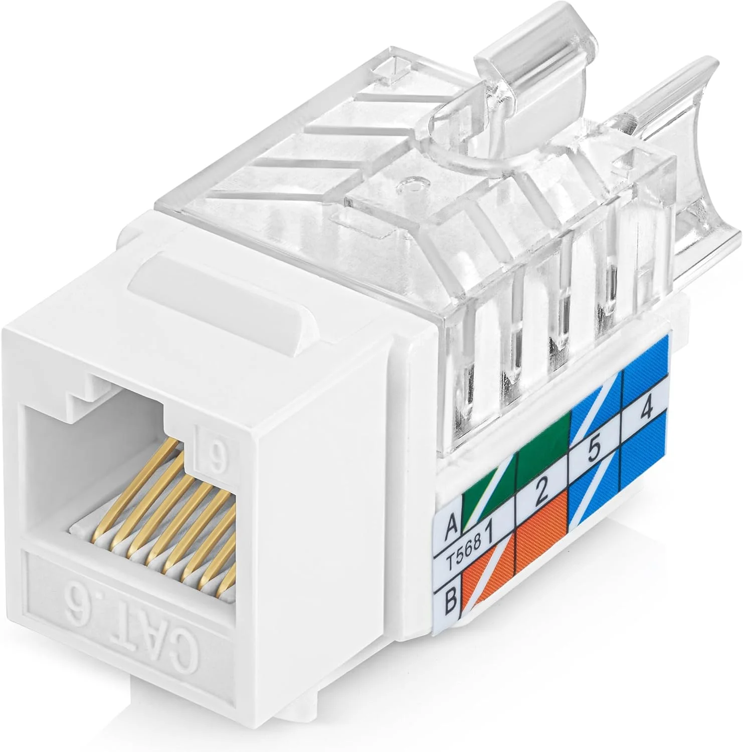 اتصالات کیستون RJ45 Cat6 زاویه دار 45 درجه Everest بسته 20 عددی سفید - اتصالات RJ45 مادگی باریک - کیستون Cat 6 - سازگار با ابزار خاتمه سریع زاویه دار 45 درجه - 45Term (B0BL3GS7ZY)