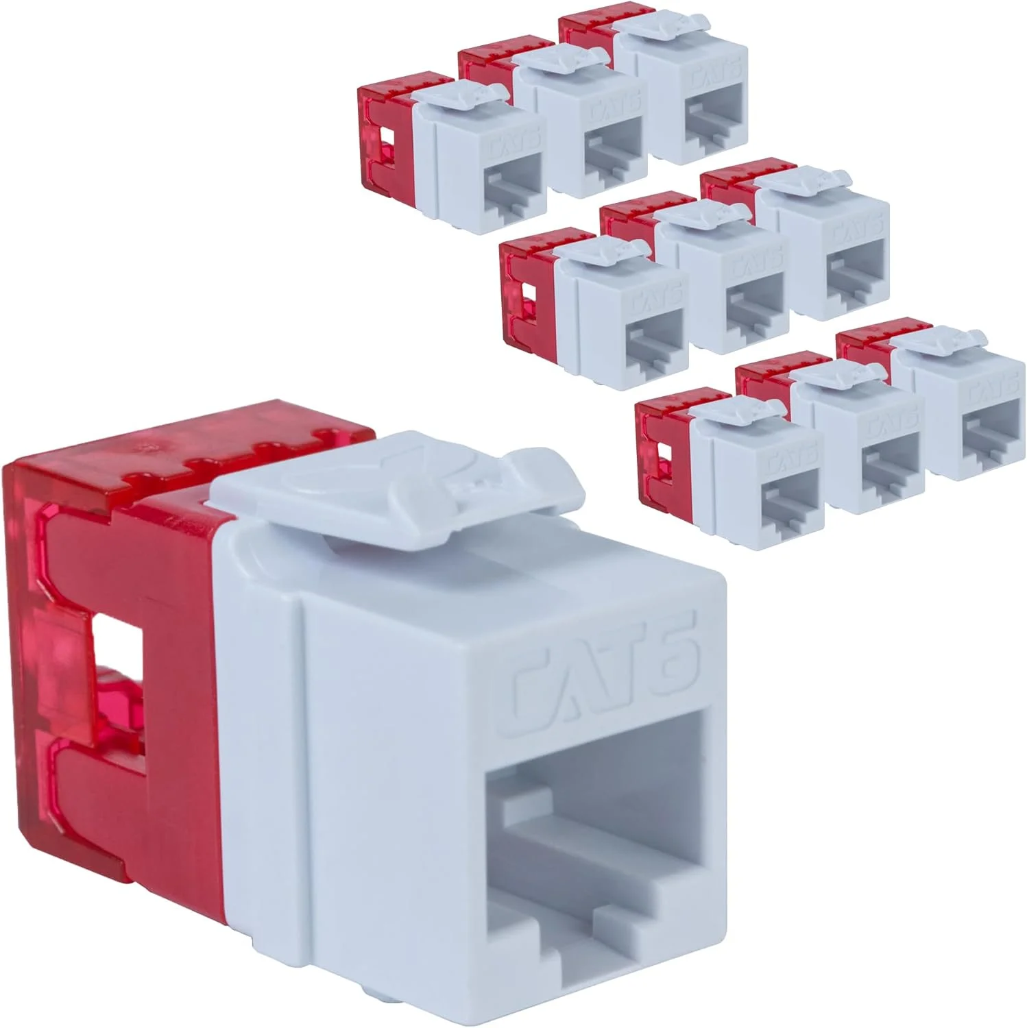 کانکتور کیستون CAT6 RJ45 مدل HD، سفید، بسته 10 عددی