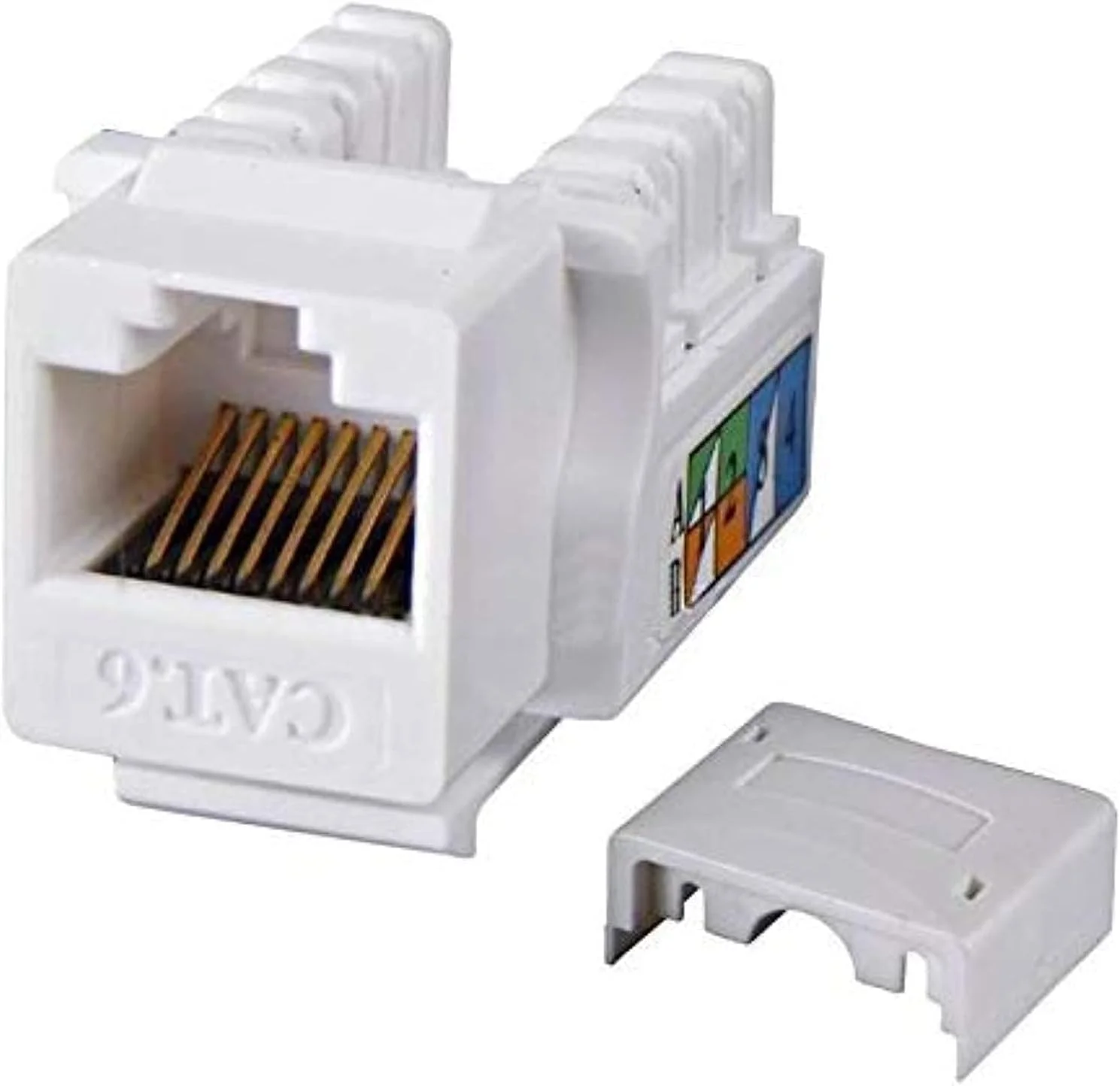 اتصال مادگی کیستون RJ45 Cat6 - بسته 10 عددی اتصال‌دهنده کابل شبکه بدون نیاز به ابزار گیگابیتی اترنت، سازگار با Cat6/Cat6e برای صفحات دیواری - سفید
