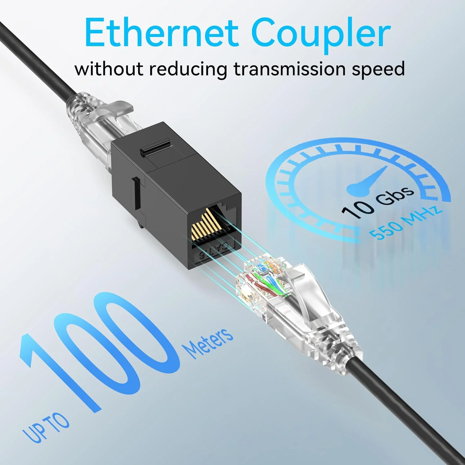 کوپلر کیستون CAT6 RJ45 سوکووت (بسته 24 عددی)، جک کیستون CAT6 مادگی به مادگی، جک های کیستون CAT 6 Inline برای صفحه دیواری و پچ پنل، کوپلر اترنت RJ45 مشکی