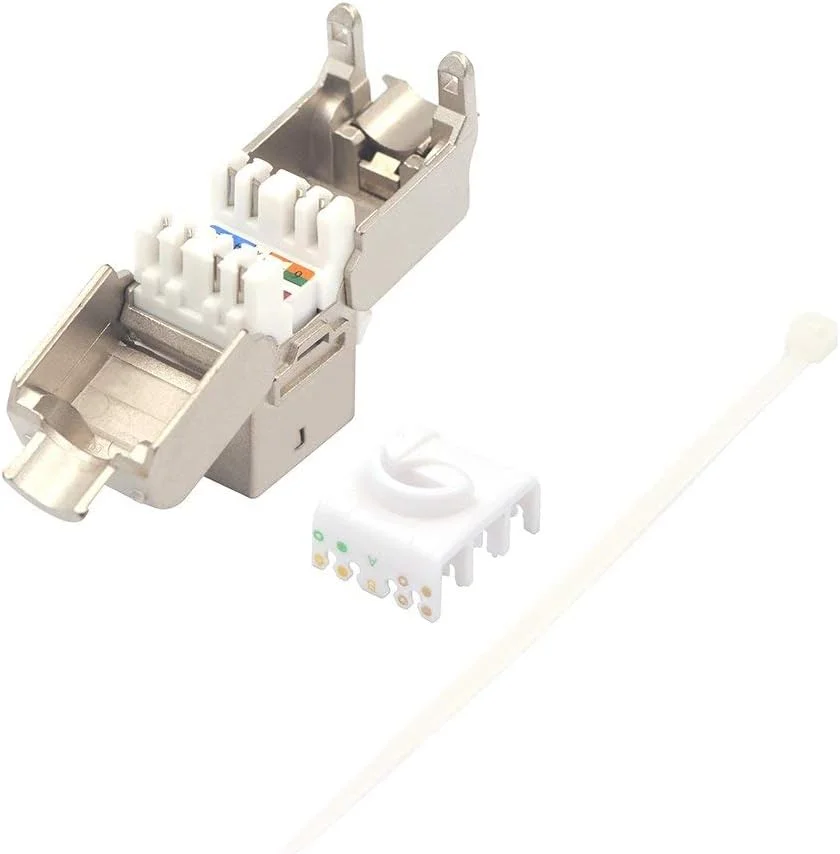جک کیستون شیلددار VCE RJ45 Cat6A بسته 12 عددی، جک های ماژولار آسان و بدون ابزار 10 گیگابیت بر ثانیه PoE برای کابل اترنت S/FTP مفتولی یا رشته ای 23 تا 26 AWG