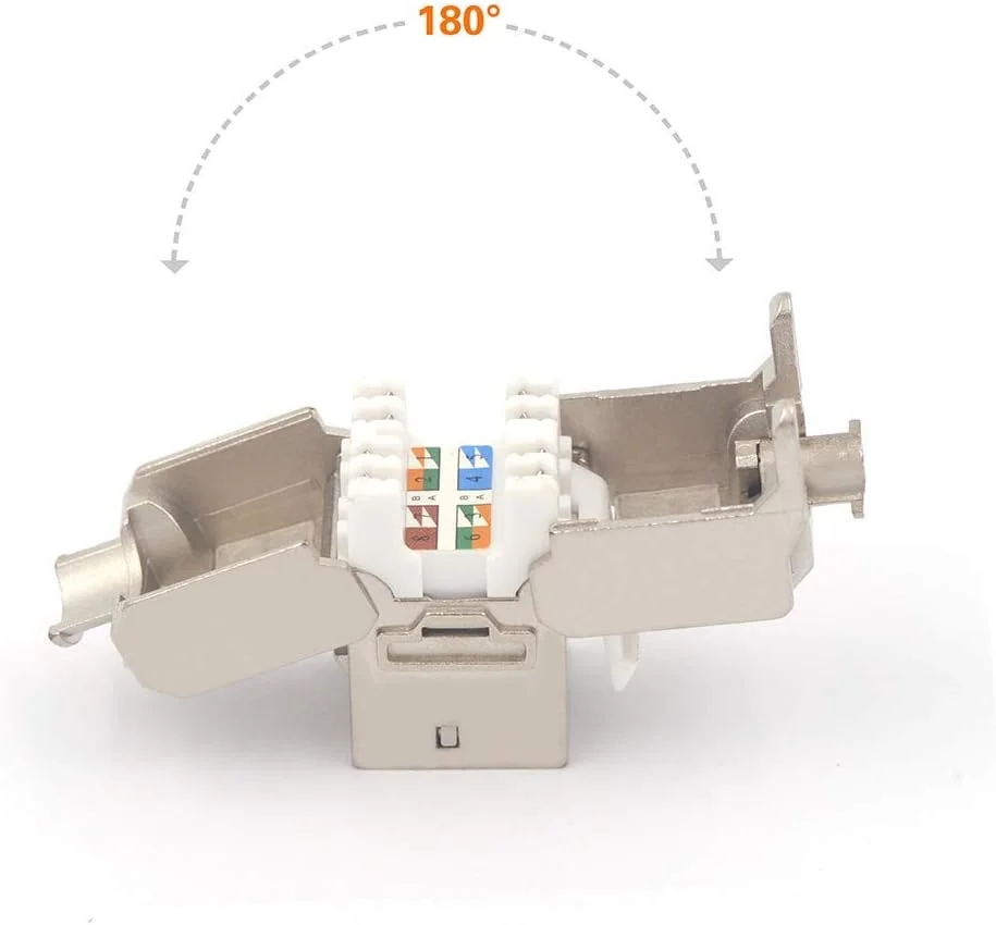 جک کیستون شیلددار VCE RJ45 Cat6A بسته 12 عددی، جک های ماژولار آسان و بدون ابزار 10 گیگابیت بر ثانیه PoE برای کابل اترنت S/FTP مفتولی یا رشته ای 23 تا 26 AWG